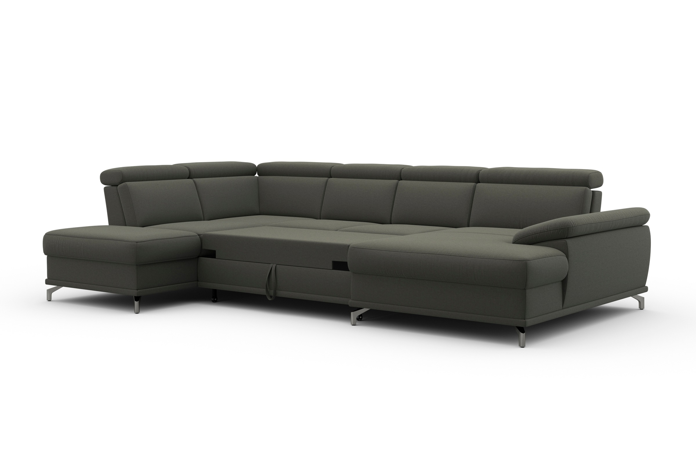 sit&more Wohnlandschaft »Cabrio U-Form, mit Sitztiefenverstellung, Arm- und Kopfteilverstellung«, 3 Nierenkissen, Federkern, optional Bettfunktion und Stauraum