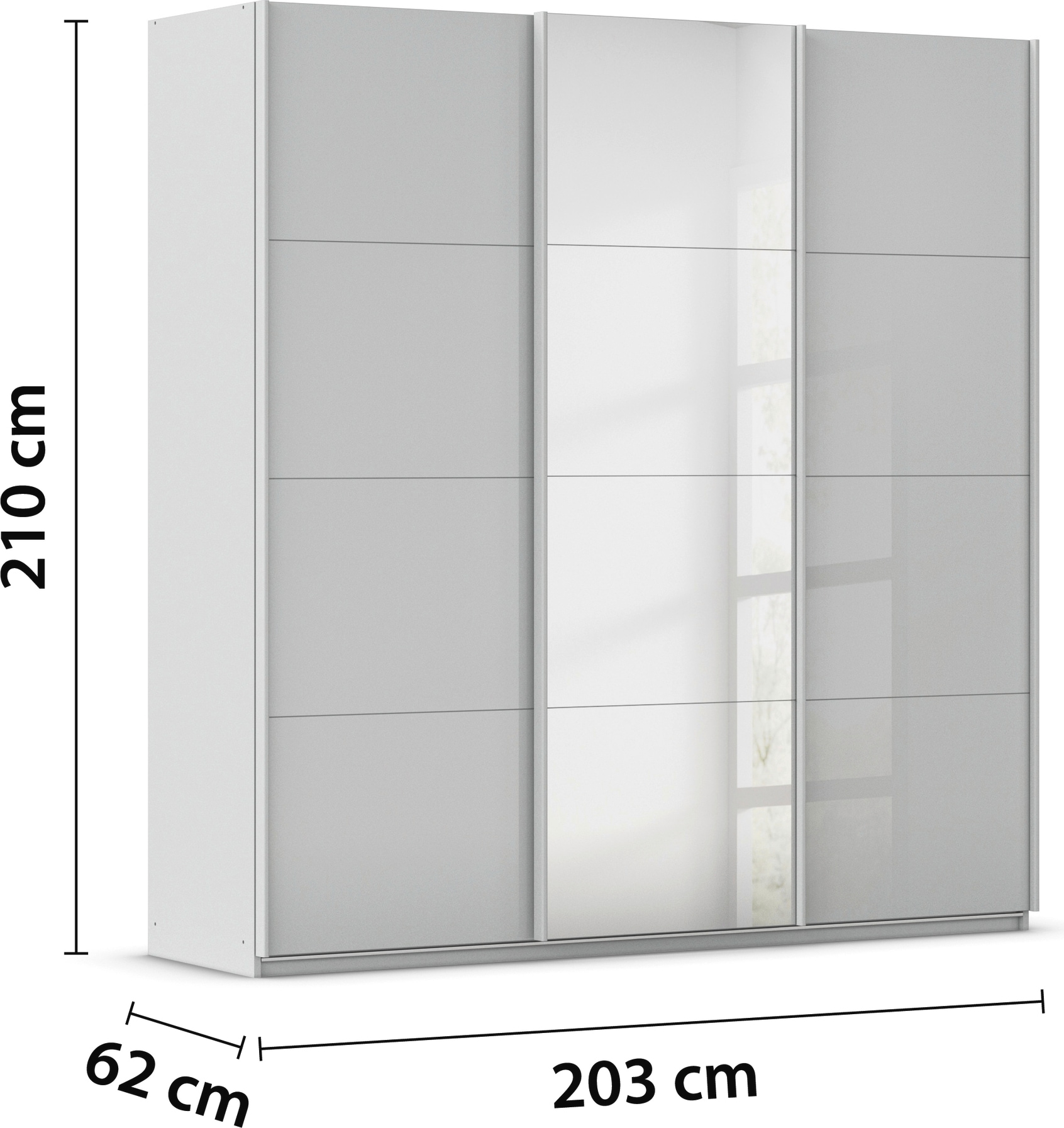 rauch Schwebetürenschrank »Kleiderschrank Kleiderschränke Schrank Garderobe AGORDO mit Glasfront«, durchdachte Innenausstattung, in 4 Breiten und 2 Höhen MADE IN GERMANY
