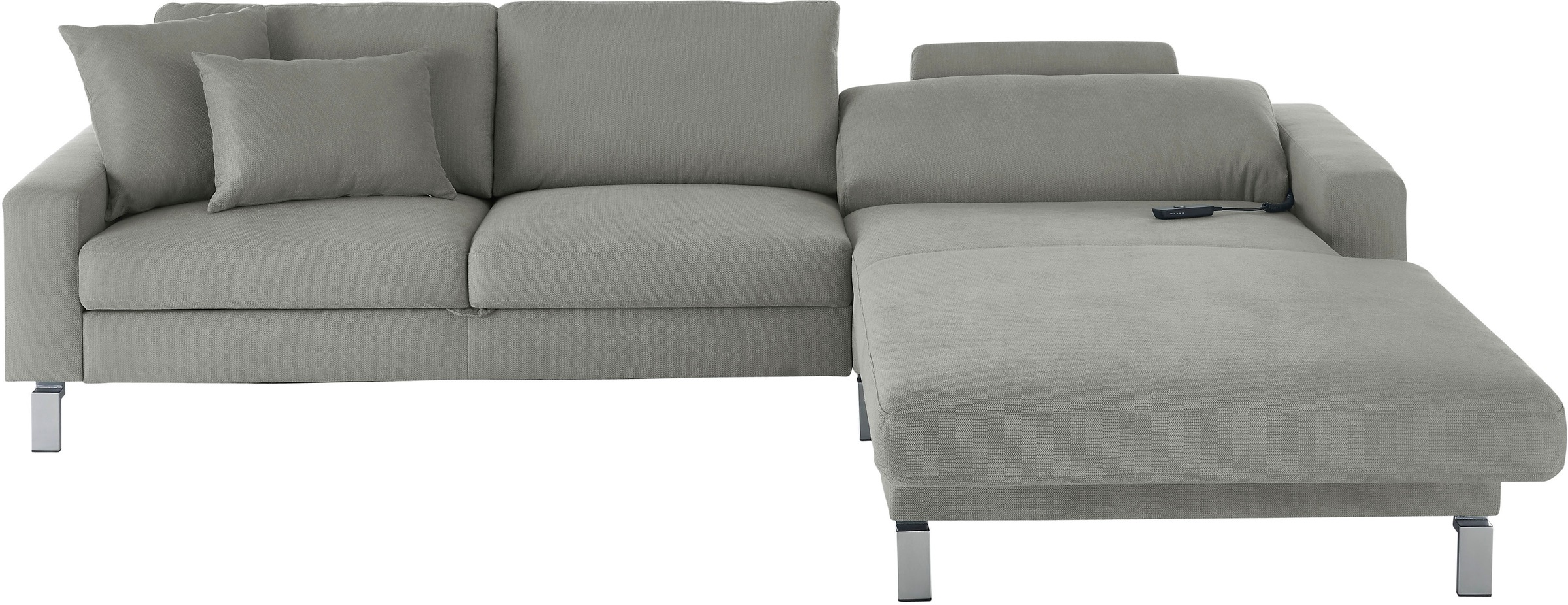 3C Candy Ecksofa »Lecce, wahlweise PUR-Schaumstoff oder Tonnentaschenfederkern«, Bett im 2,5-Sitzer, teilmotorische Schlaffunktion im Longchair, L-Form