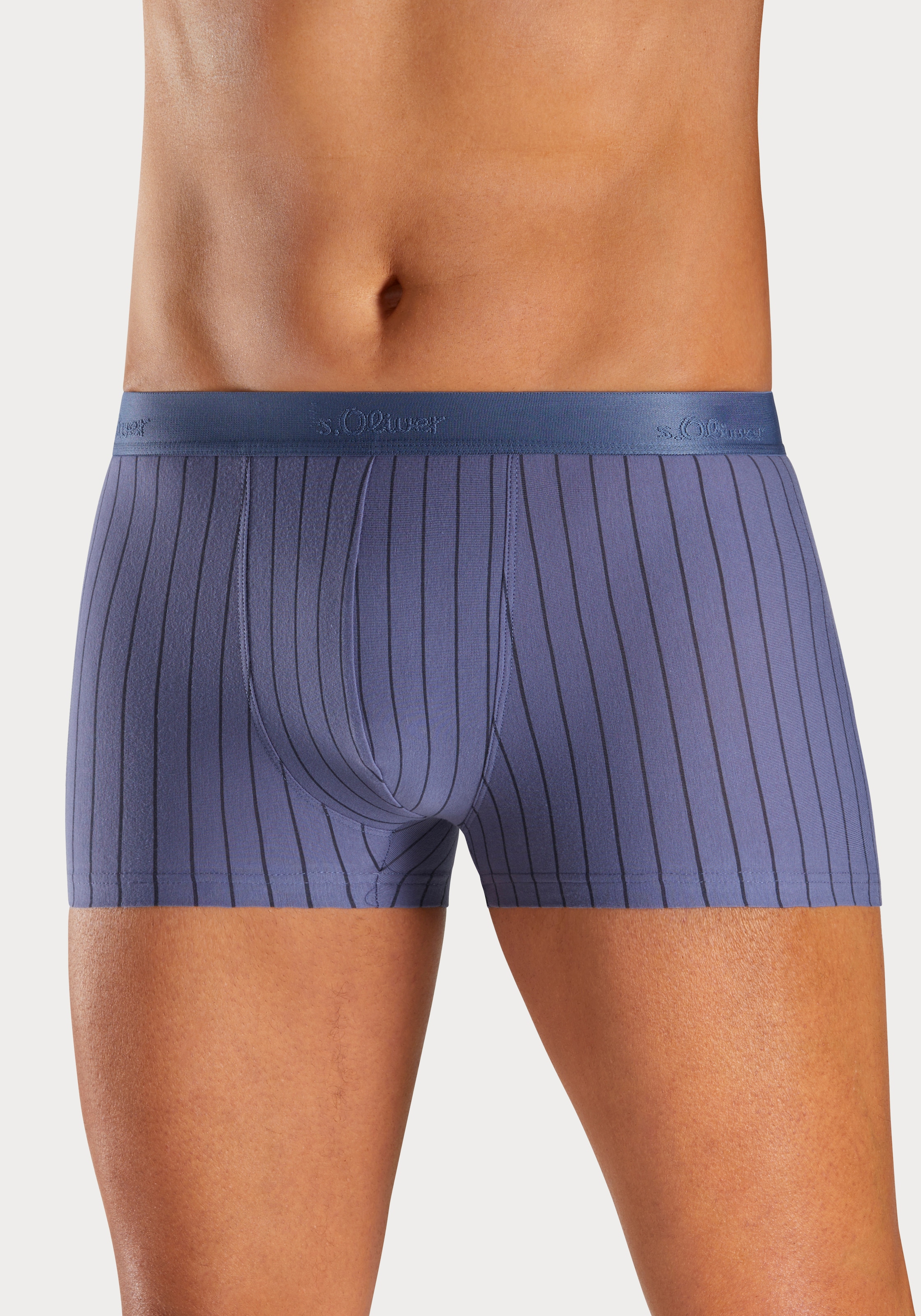 s.Oliver Boxer »Boxershorts für Herren«, (Packung, 3 St.), in Streifen und Uni aus Baumwoll-Mix