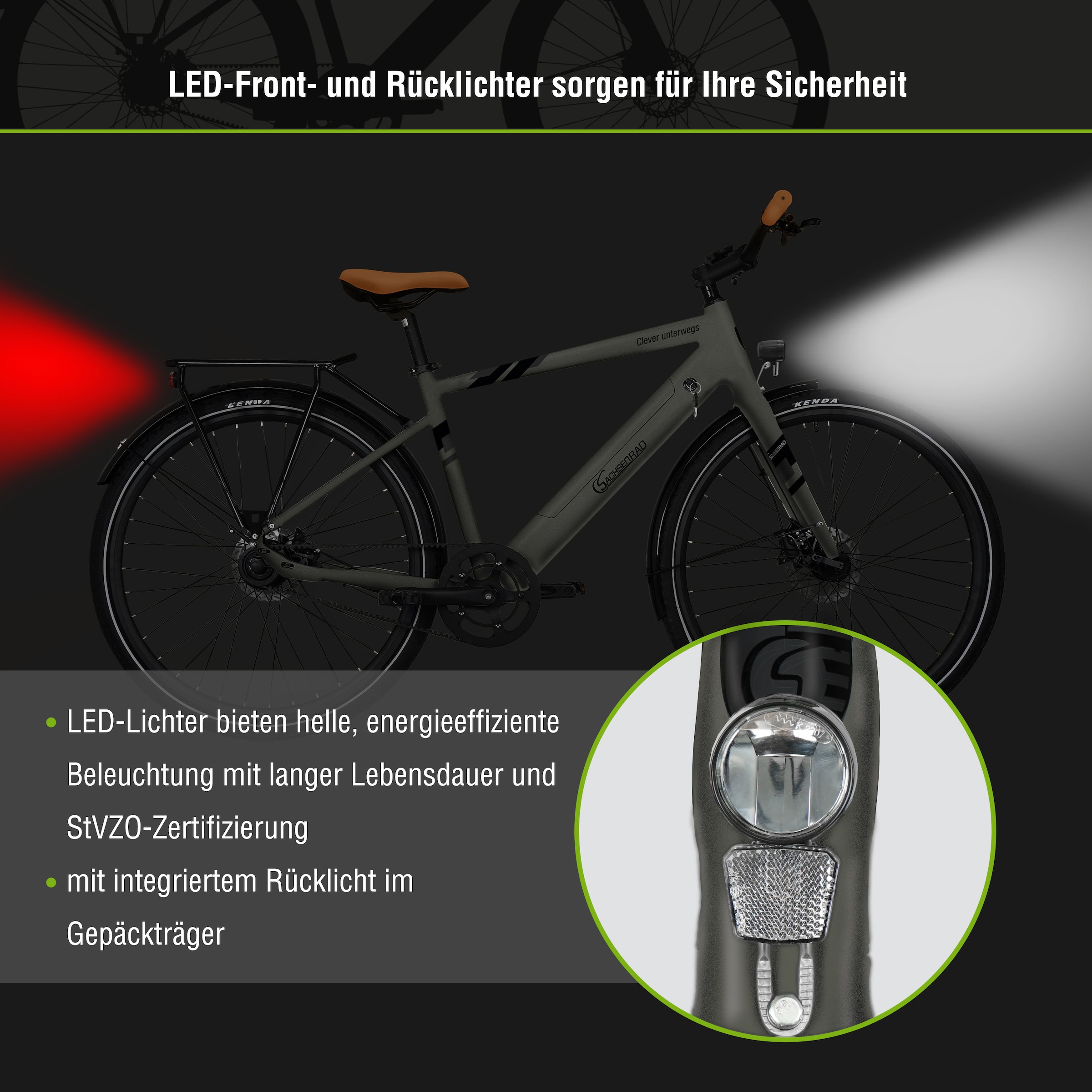 SachsenRad E-Bike »C3T«, 1 Gang, Shimano, Heckmotor 250 W