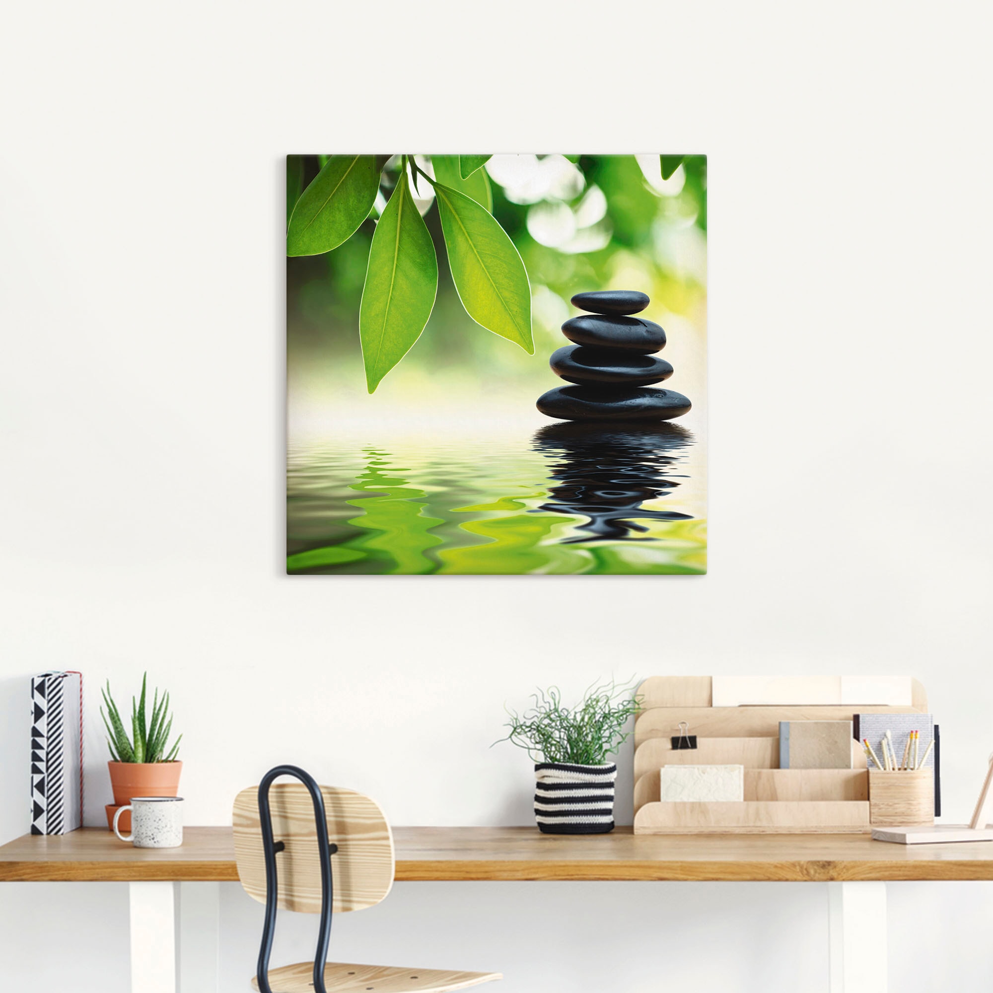 Artland Wandbild »Zen Steinpyramide auf Wasseroberfläche«, Zen, (1 St.), als Leinwandbild, Poster, Wandaufkleber in verschied. Größen
