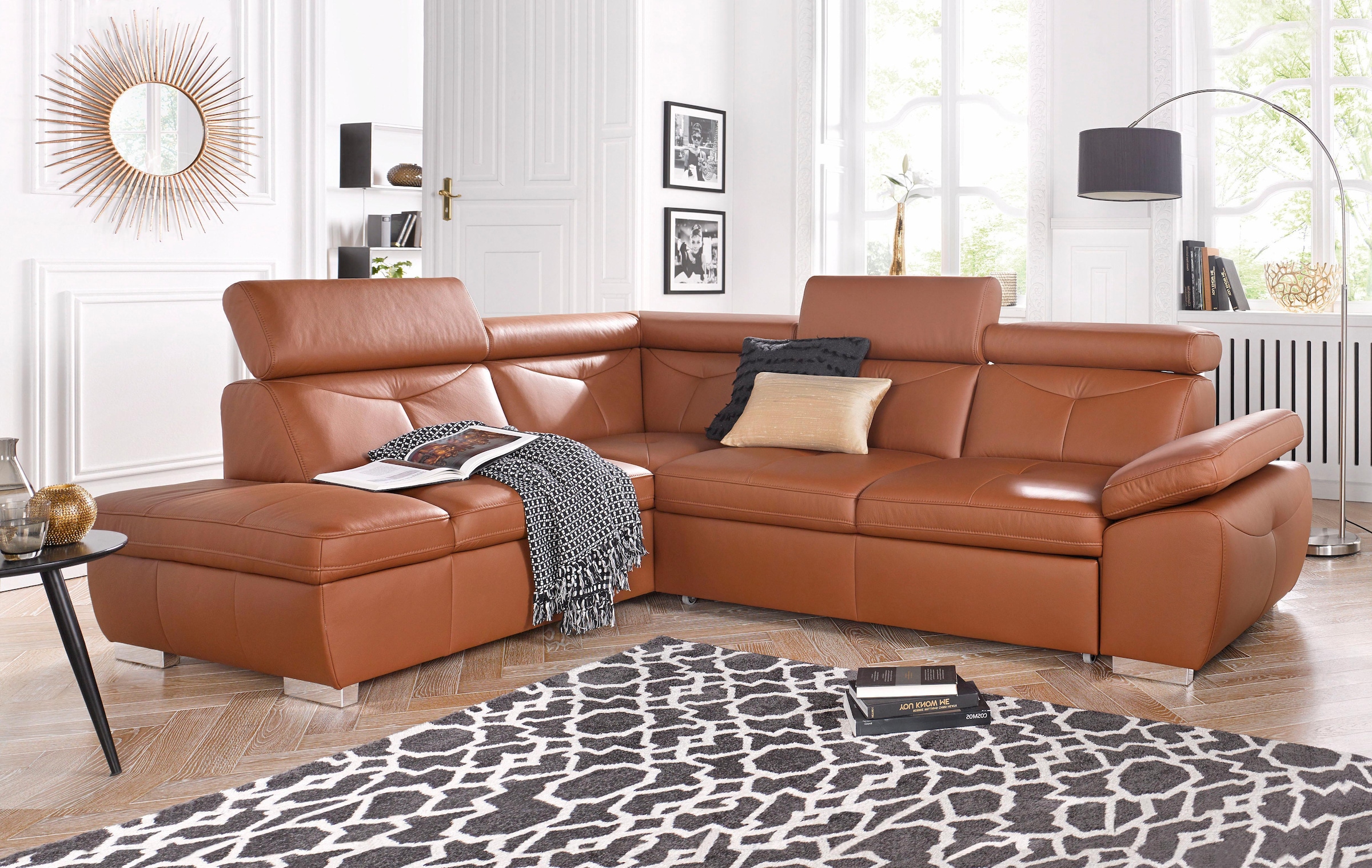 exxpo - sofa fashion Ecksofa »Spring, super bequem und komfortabel mit Armteil- und Kopfteilfunktion«, wahlweise mit Bettfunktion und Bettkasten, L-Form