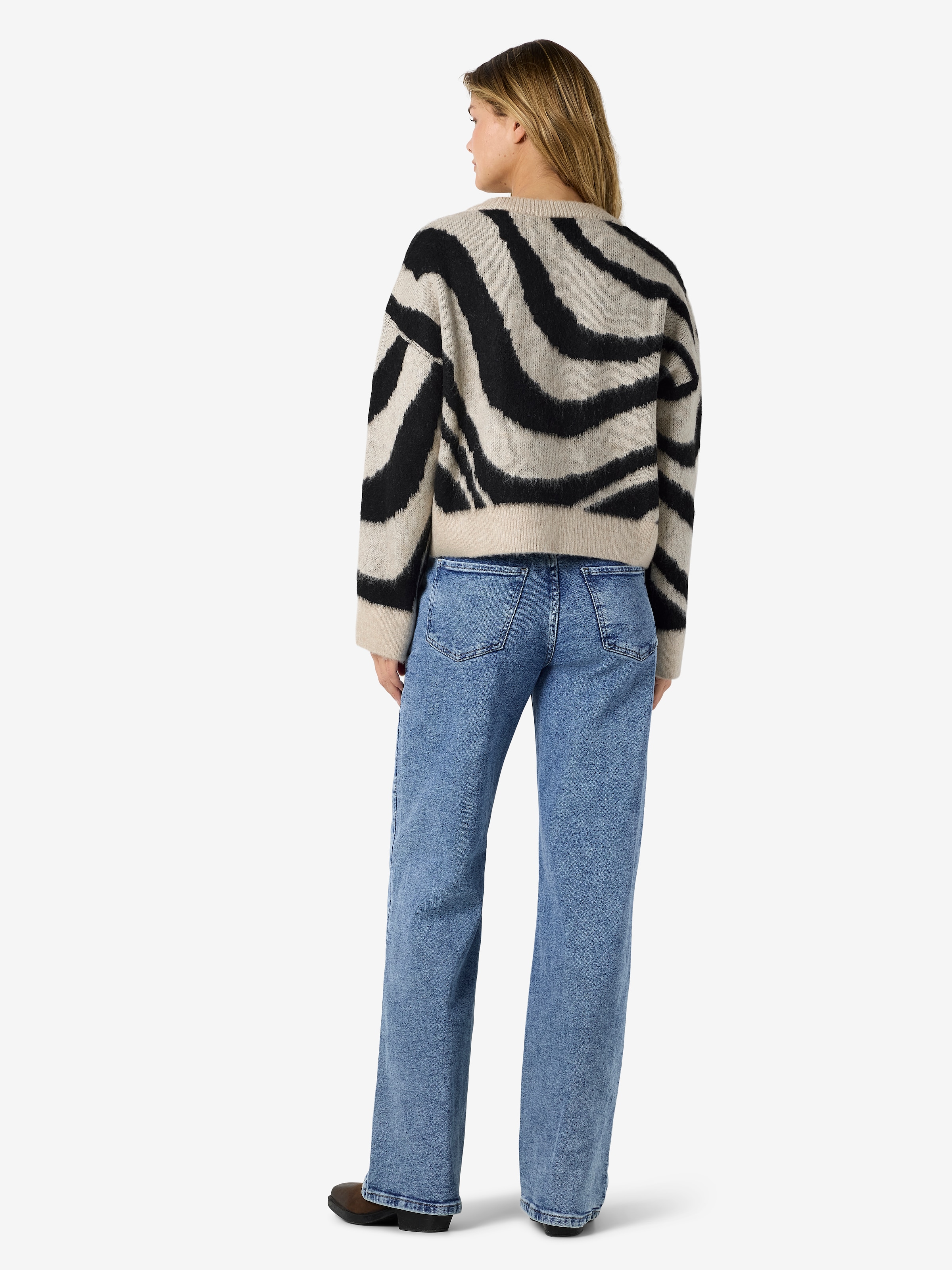 Noisy may Strickpullover »NMSOFF L/S O-NECK KNIT NOOS« Materialmix, regular fit