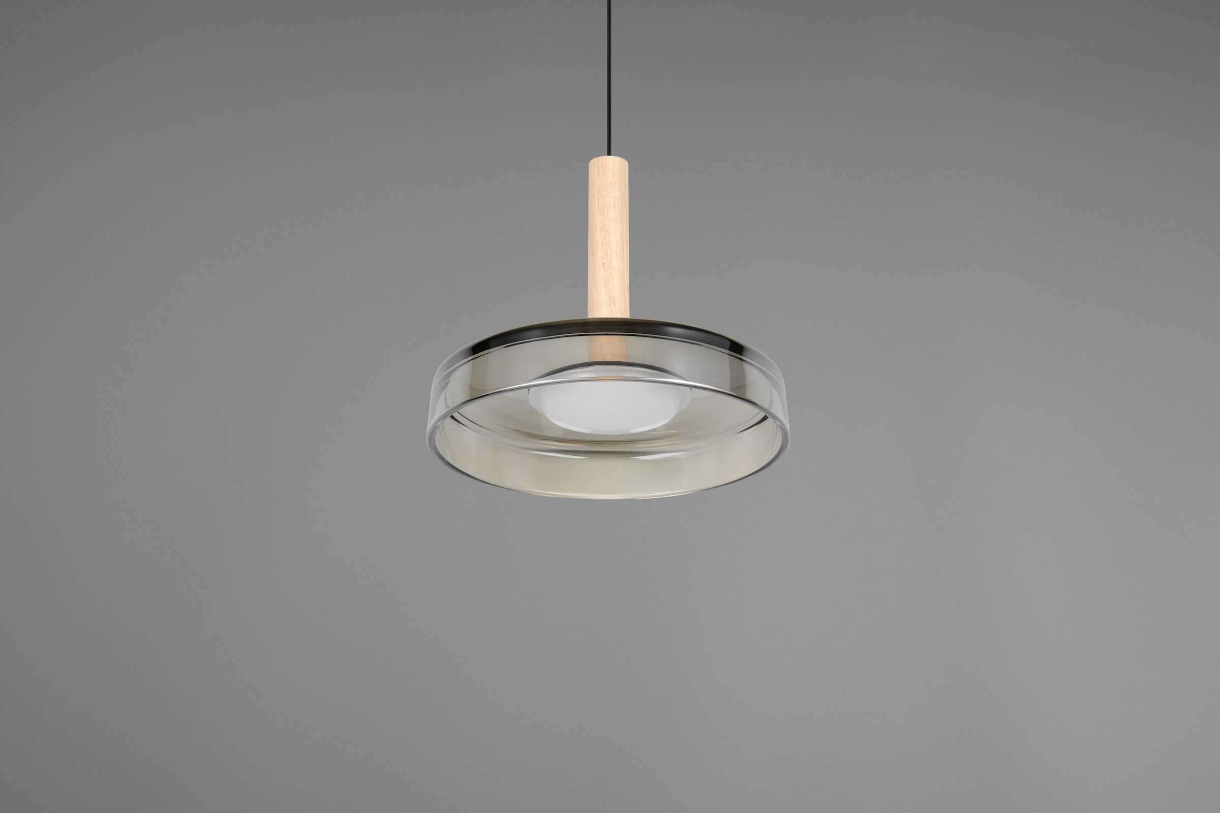 TRIO Leuchten LED Pendelleuchte »CELESTE dimmbare LED Hängelampe aus Metall Glas & Holz, 10W 1100 Lumen«, 1 flammig, Leuchtmittel LED-Board | LED fest integriert, einfach höhenverstellbar von 50-200 cm, Ø 22cm, 3-Stufen Dimmfunktion