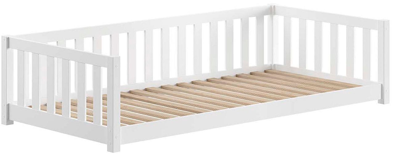 Vipack Kinderbett »Dallas, Massivholzbett, umbaubar vom Boden- zum Daybett« inkl. Rolllattenrost und Sprossenumrandung, 90 oder 140x200 cm breit,  stabil und standfest gebaut, wahlweise Kiefer massiv natur oder weiß