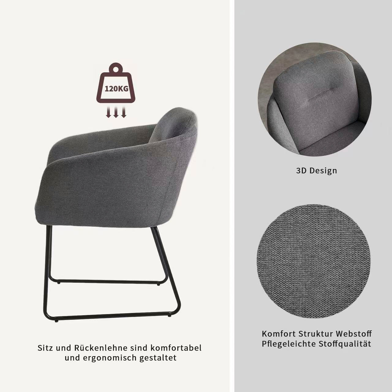 INOSIGN Esszimmerstuhl »Sphere« (Set) 2 Stk.hochwertiger Strukturstoffbezug, Metallgestell, Sitzhöhe 49 cm