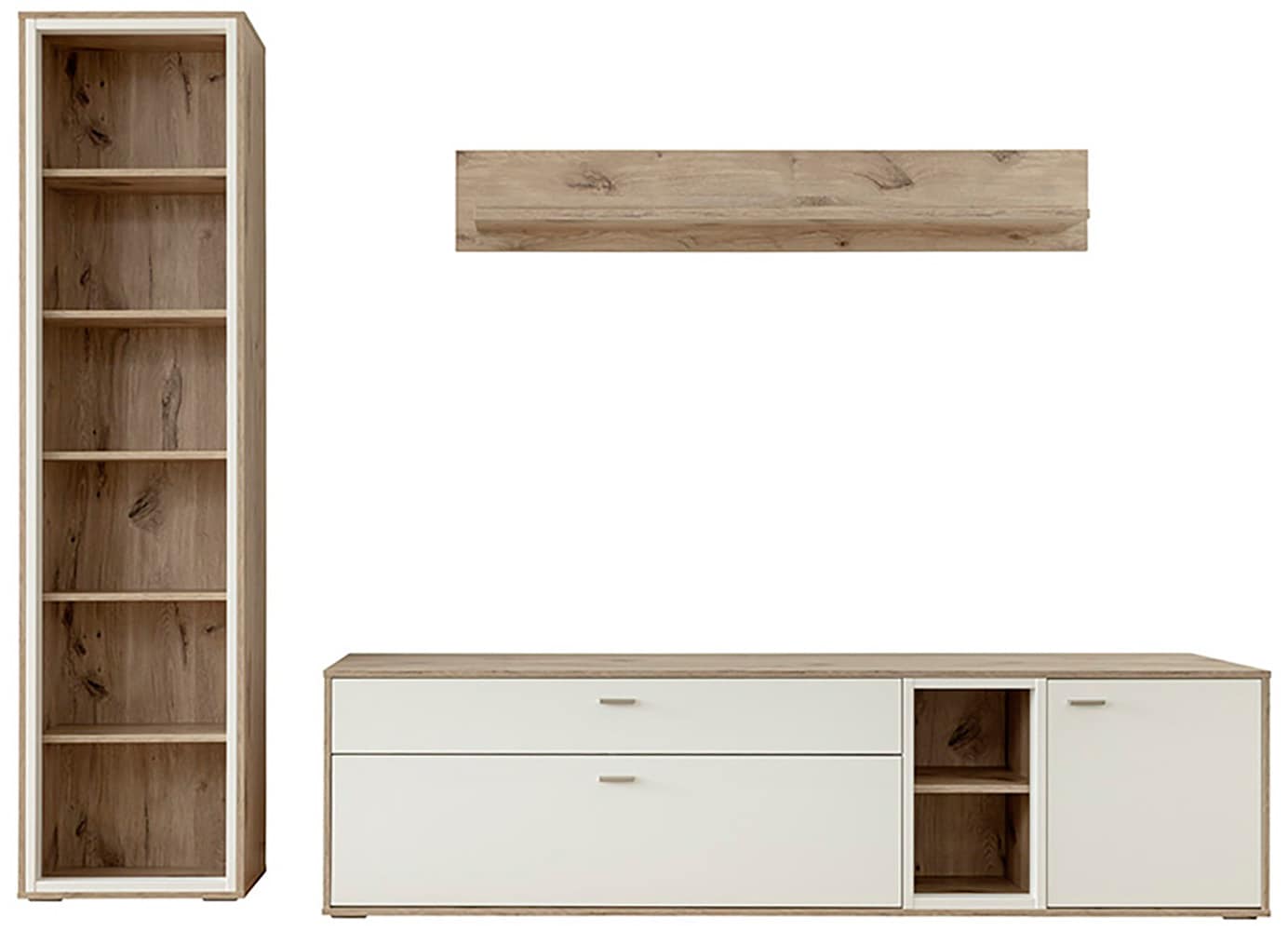 MCA furniture Wohnwand »SANTERNO«, (Komplett-Set, 3 St., 3-teilg), Wohnzimmer Set (3-tlg.), Türen & Schubkästen gedämpft, Breite 264 cm