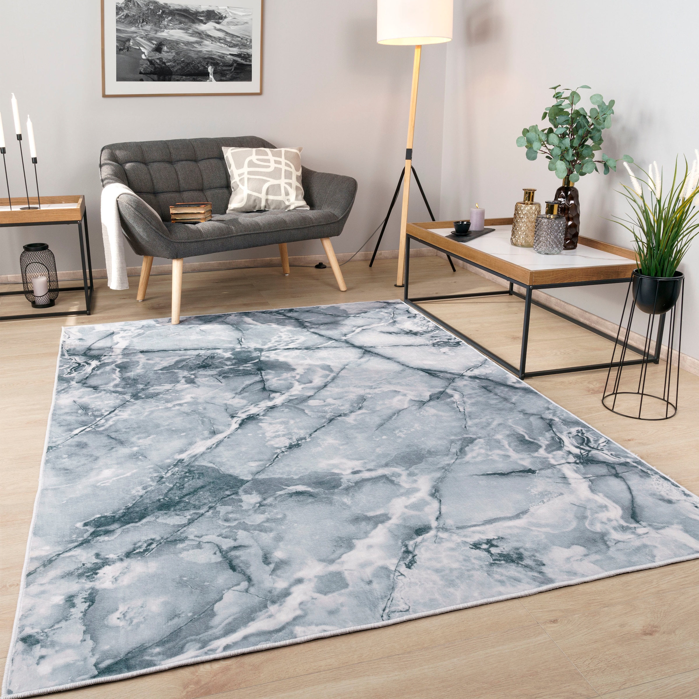 Paco Home Teppich »Marble 247«, rechteckig, 6 mm Höhe, Kurzflor, modernes M günstig online kaufen