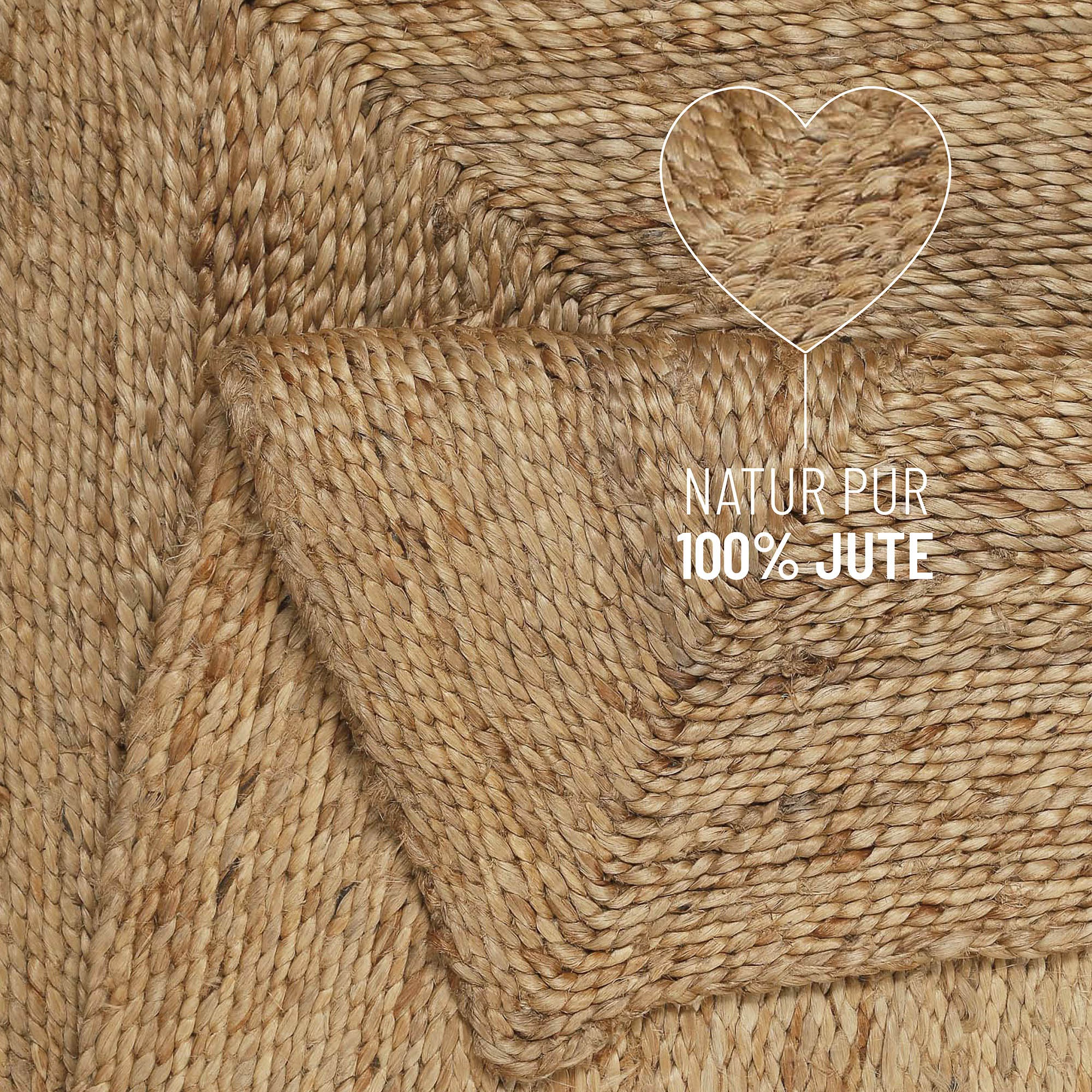 Green Looop Teppich »Collins«, rechteckig, 12 mm Höhe, handgewebt, robust, strapazierfähig, Jute, Natur, Wohnzimmer