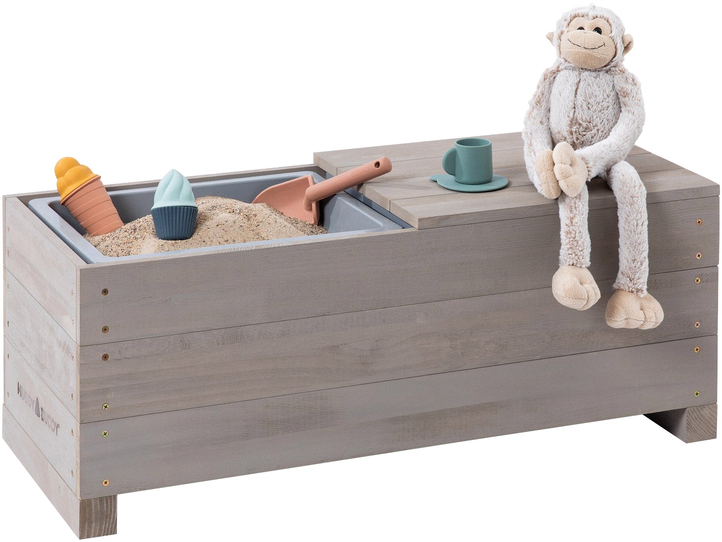 MUDDY BUDDY® Sandkasten »Sandkasten & Kindersitzbank Discoverer« Dieses Produkt besteht aus FSC®-zertifiziertem Material.