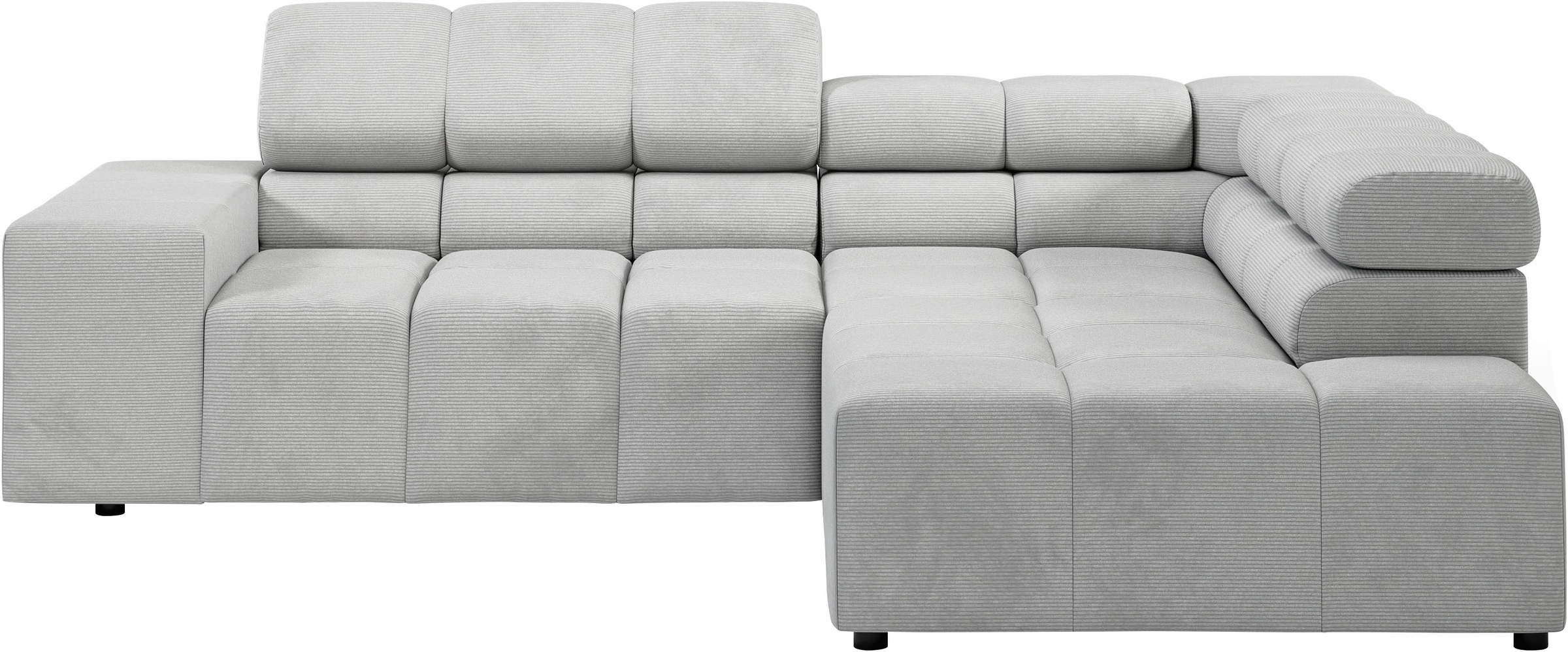 INOSIGN Ecksofa »Ancona, incl. Kopfteilverstellung + 3 Zierkissen, L-Form, bequem«, wahlweise motorische Sitztiefenverstellung, B/T(H: 249/215/70 cm