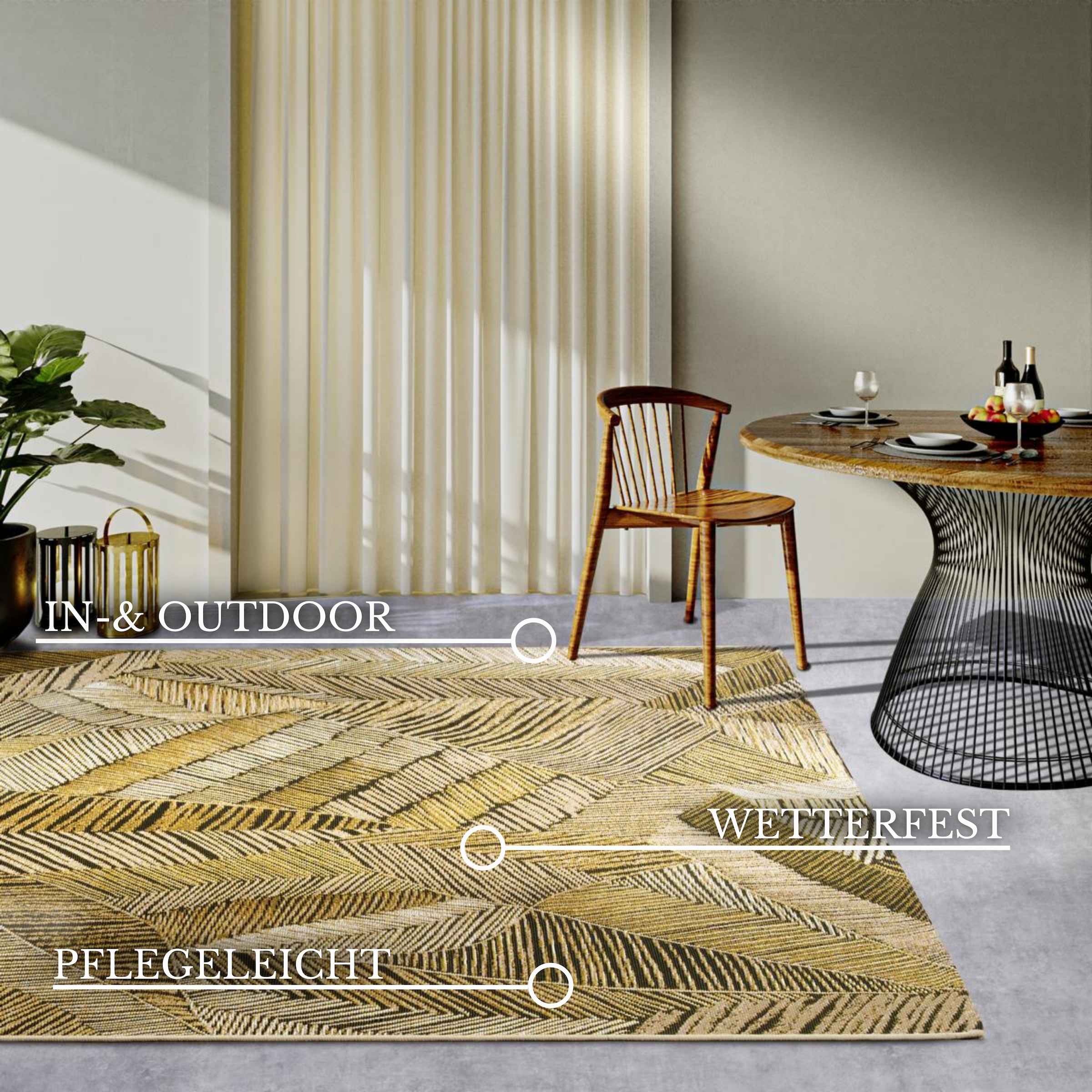 Villeroy & Boch Outdoorteppich »Eugene«, rechteckig, 3 mm Höhe, In- und Outdoor, Flachgewebe, wetterfest, Balkon, Garten, Terrasse