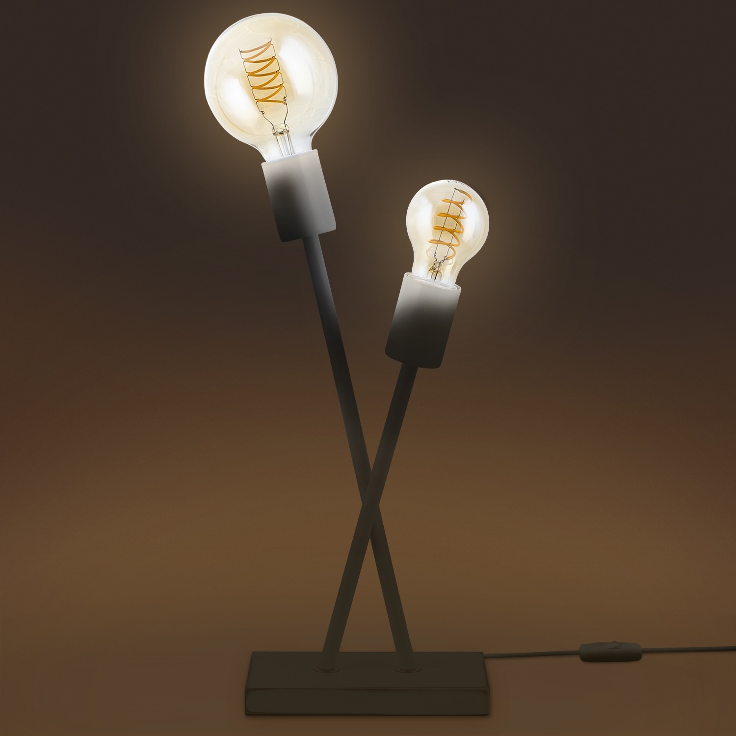 Paco Home Tischleuchte »IKS«, 2 flammig, Leuchtmittel E27 | ohne Leuchtmittel, Stehlampe LED Lampe Wohnzimmer Vintage Retro Industrial Design E27