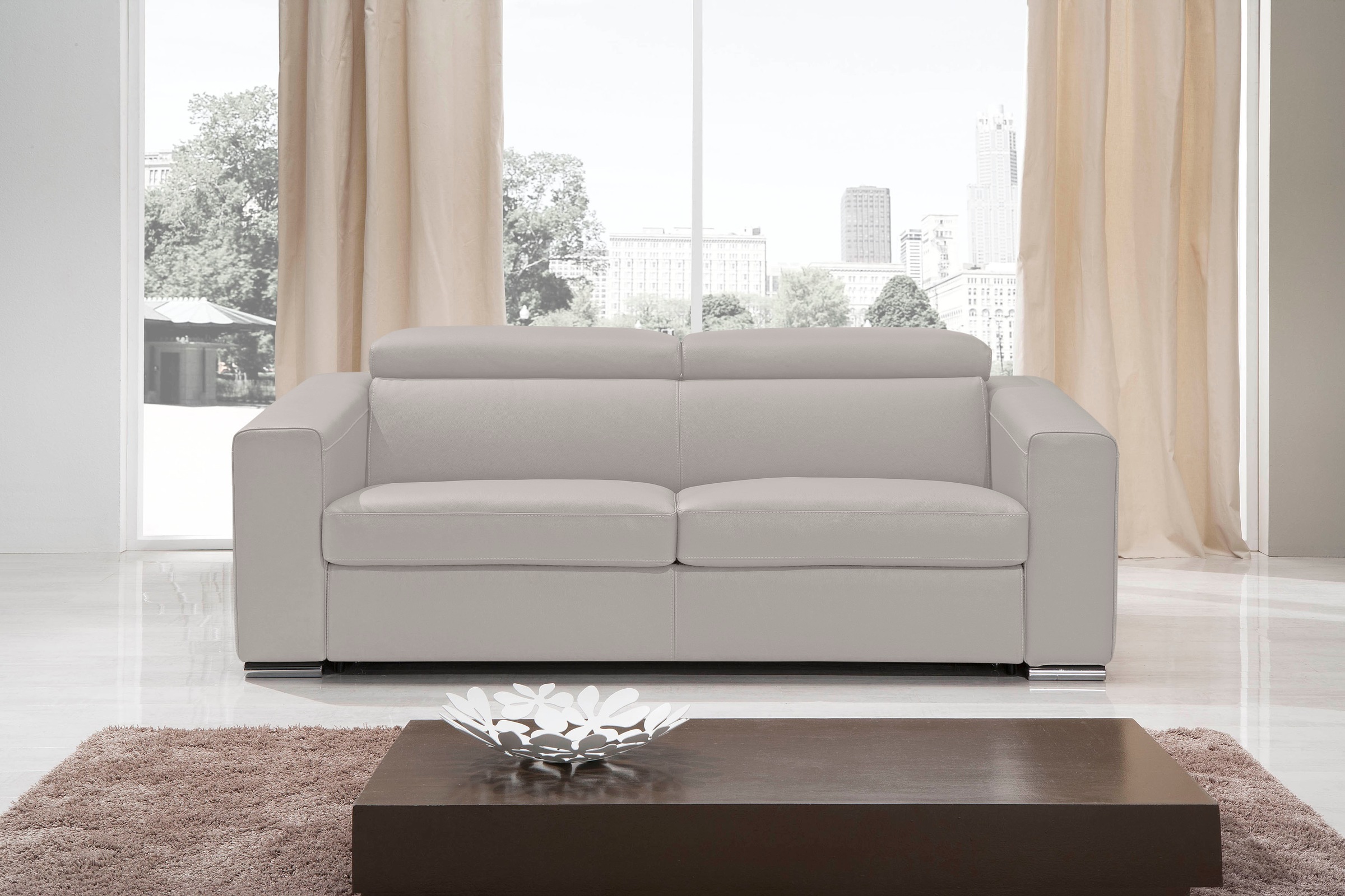 Egoitaliano Schlafsofa »Cabiria, Design und super Sitz- und Liegekomfort«, Sofa inkl. Schlaffunktion, Kopfteile verstellbar, mit Metallfüßen
