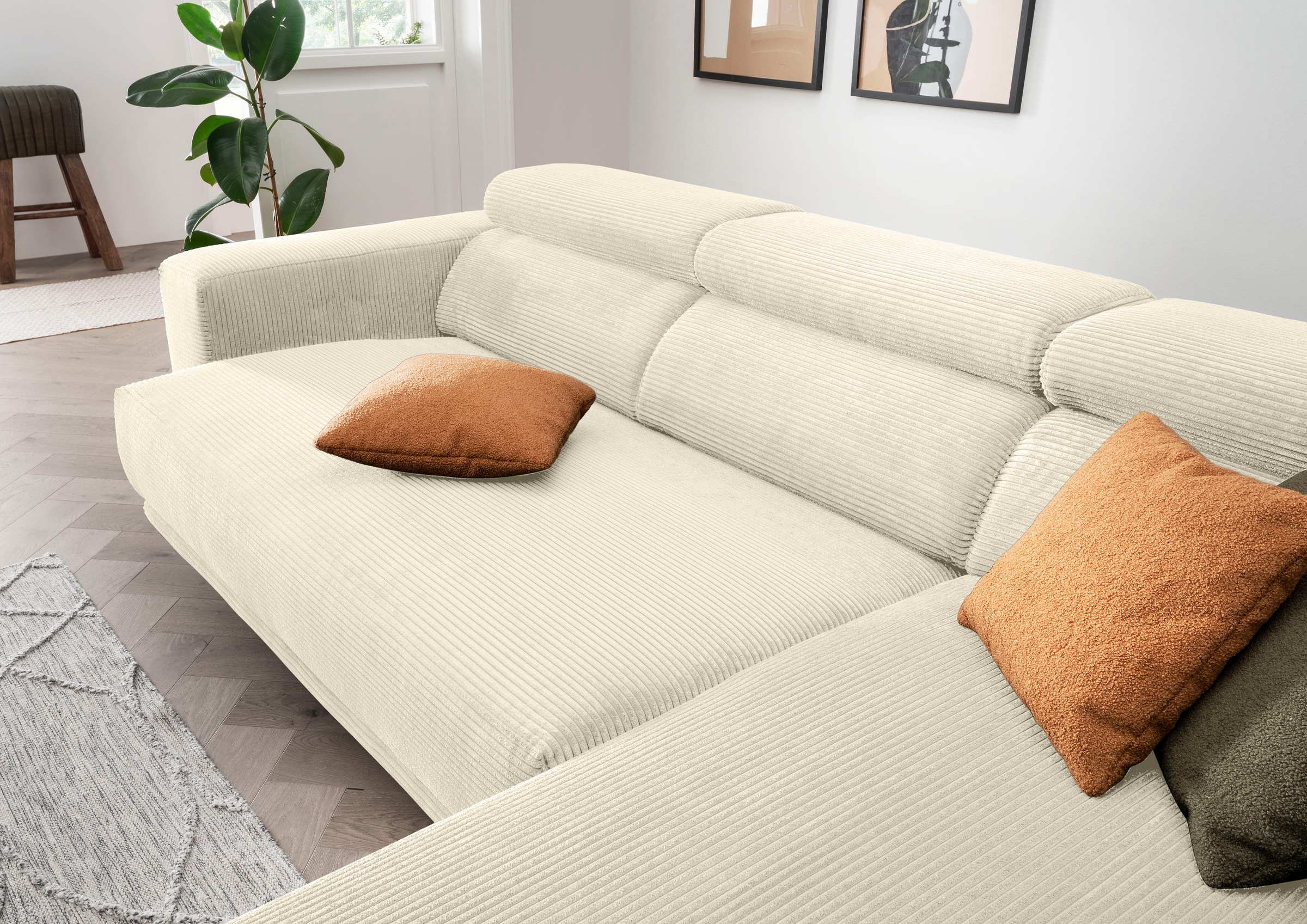 alina Ecksofa »Hikari«, wahlweise mit Sitzvorzug, in modernem Cordstoff, Breite 276 cm