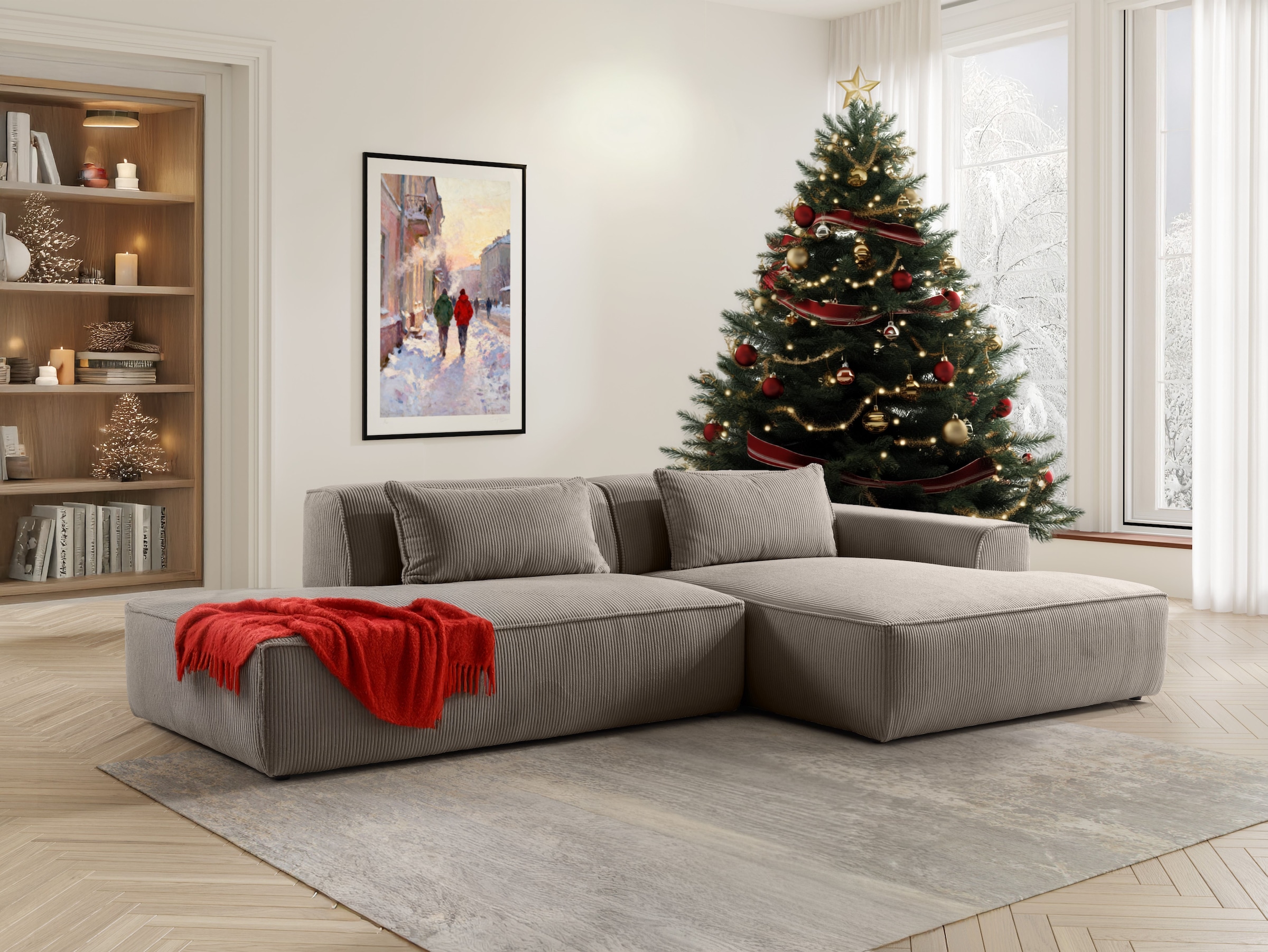 exxpo - sofa fashion Ecksofa »Billund modernes Designsofa, bequem und elegant, Breite 294cm, L-Form« modern, L-form, Wellenfedern, inklusive 2x Nierenkissen