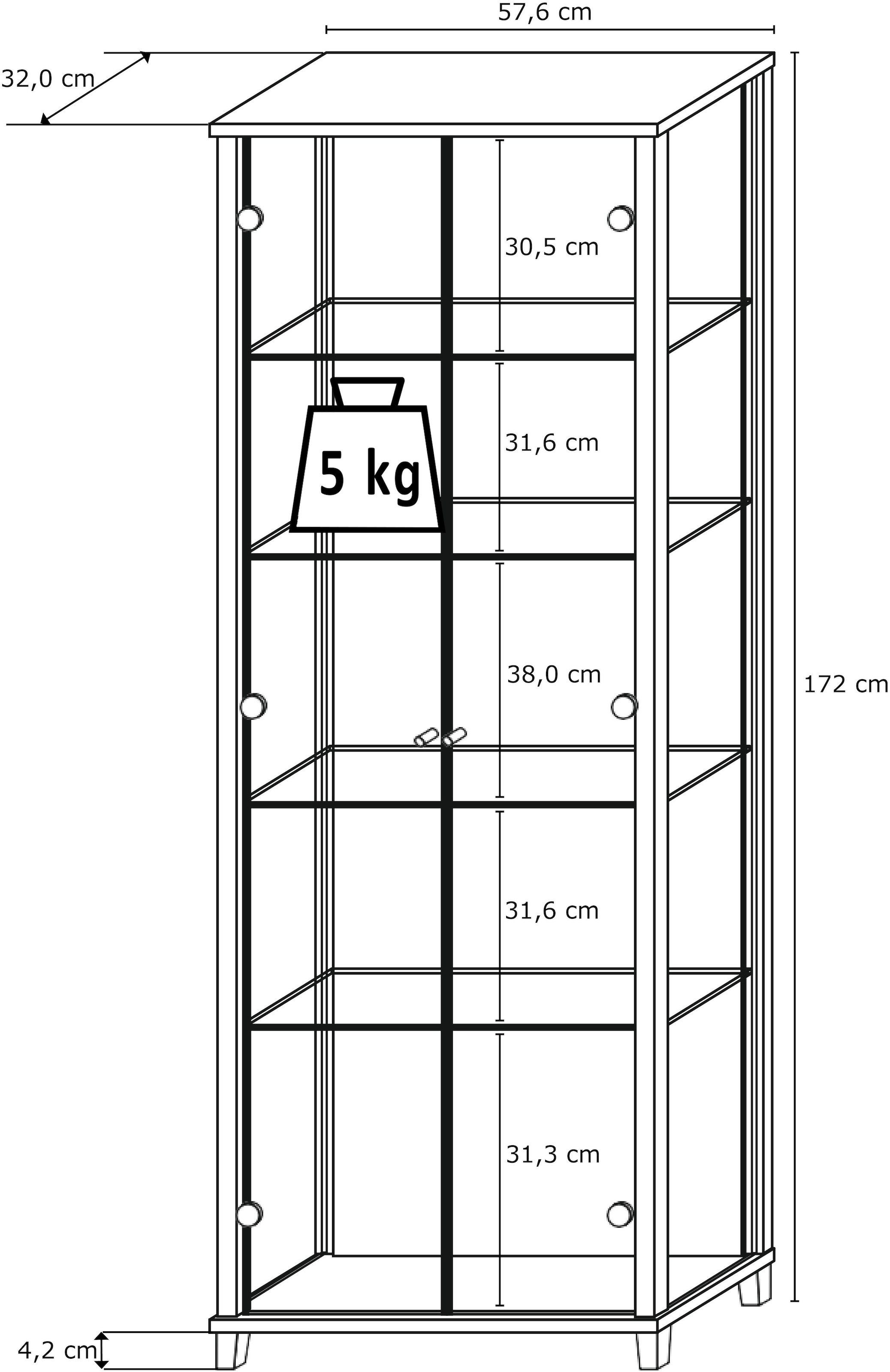 fif möbel Vitrine »OPTIMA«, Standvitrine, Vitrinenschrank, Glasvitrine, Sammlervitrine, LED