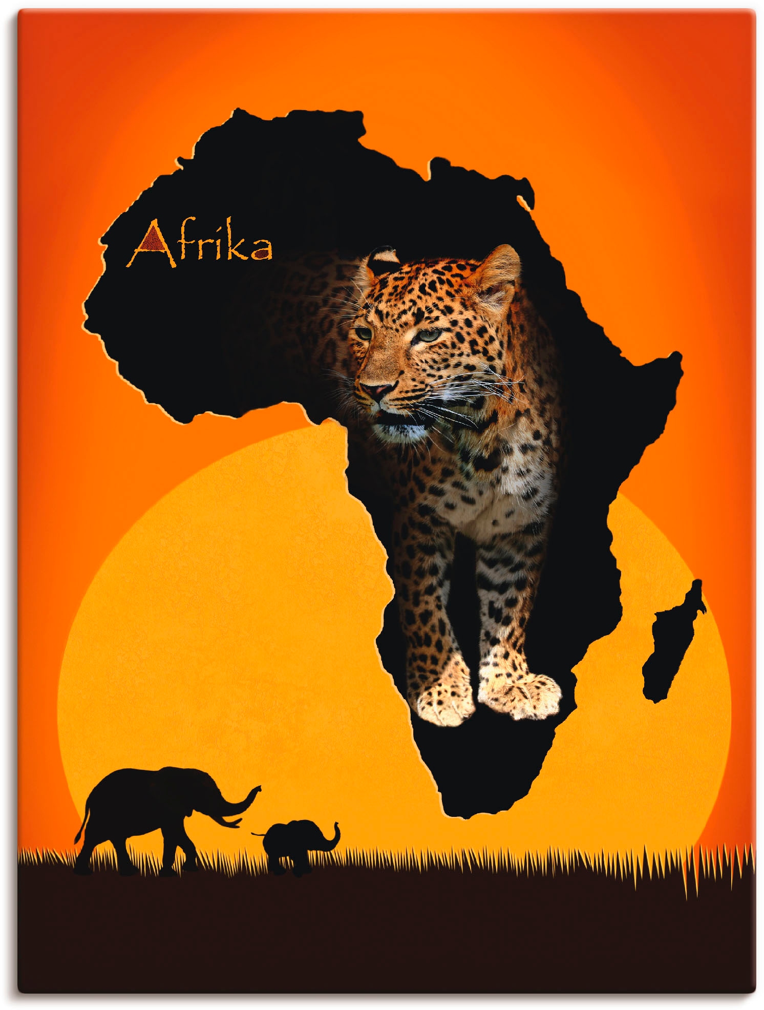 Artland Wandbild »Afrika der schwarze Kontinent«, Wildtiere, (1 St.), als L günstig online kaufen