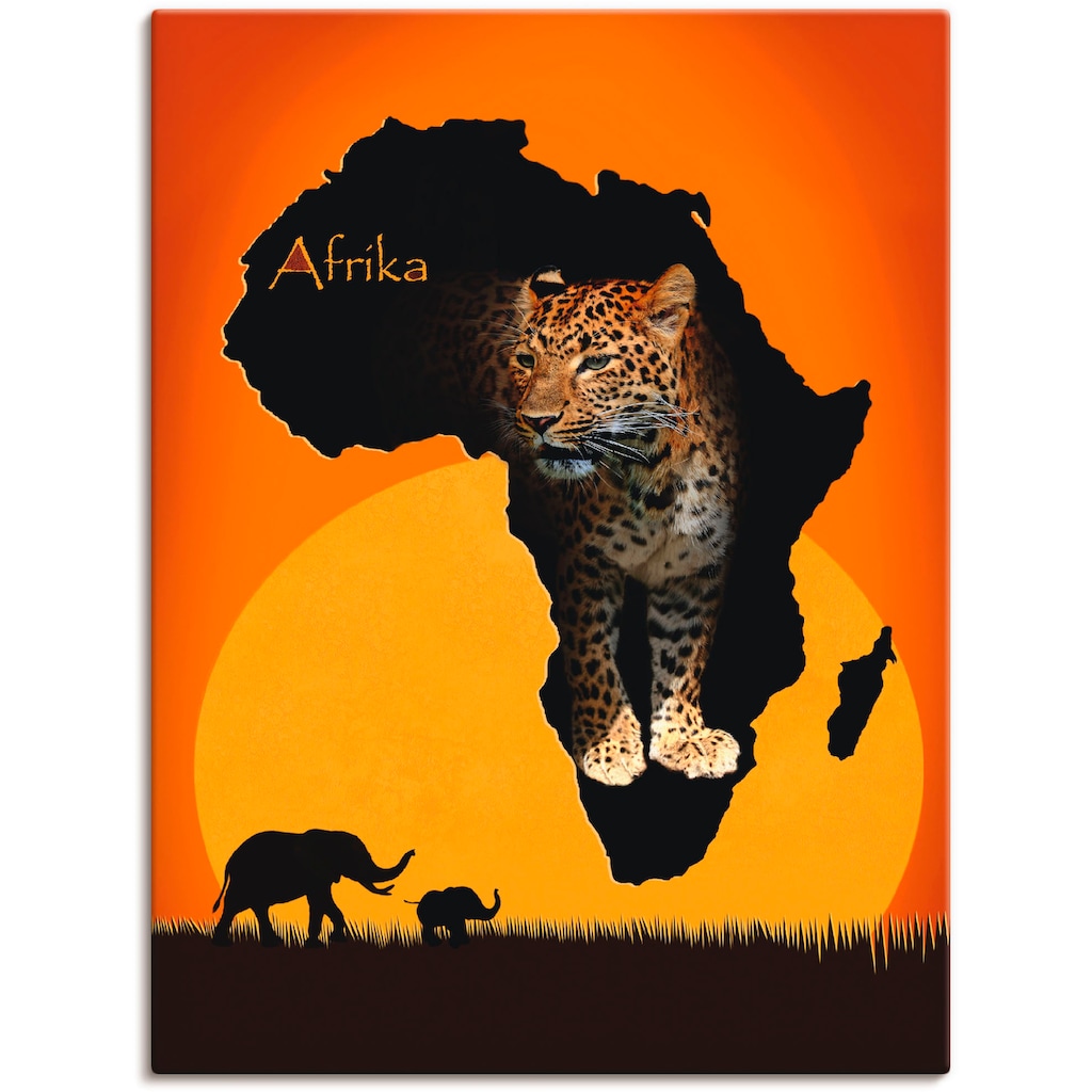Artland Wandbild »Afrika der schwarze Kontinent«, Wildtiere, (1 St.)