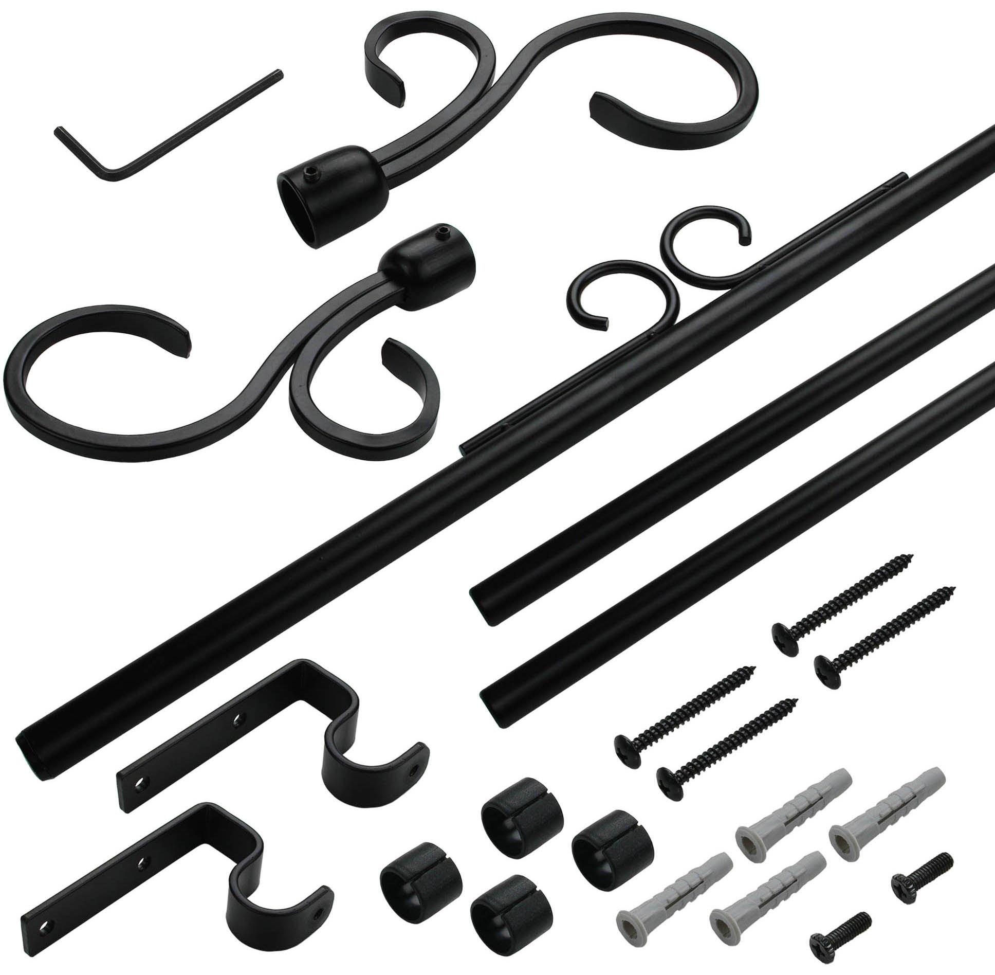 Liedeco Gardinenstange »Dekostange«, 1 läufig-läufig, ausziehbar, Ausziehbar, Ø 16 mm, schwarz