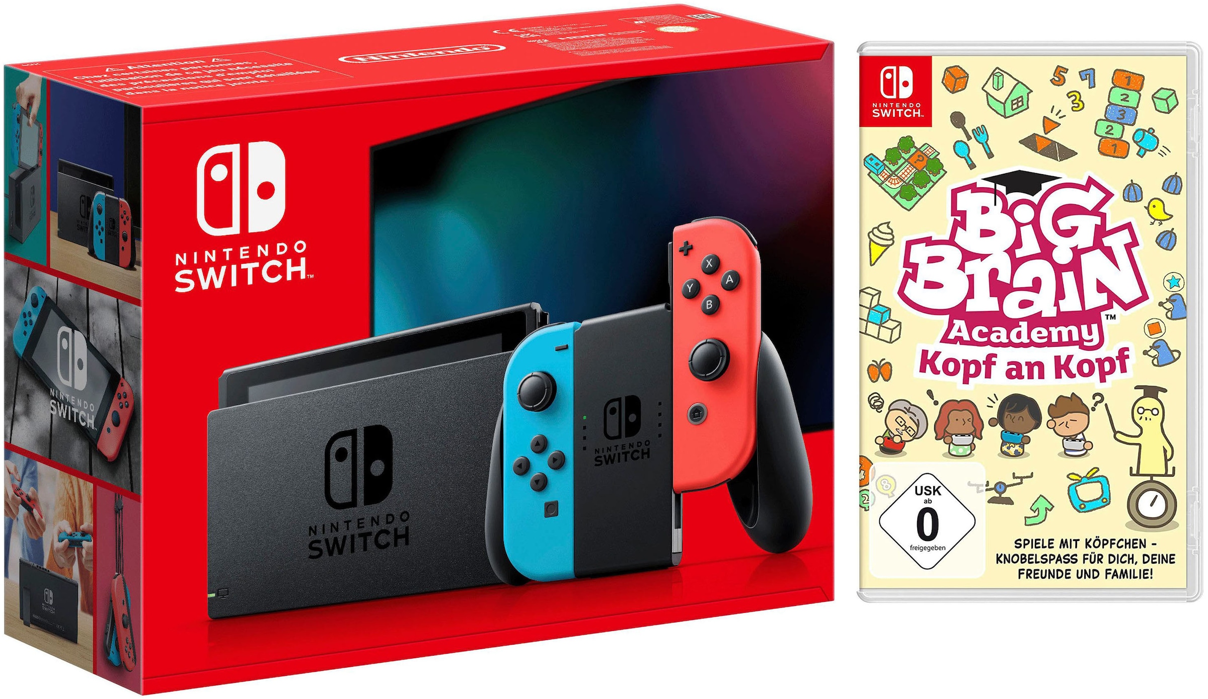 Nintendo Switch Konsolen-Set »Switch + Big Brain Academy: Kopf an Kopf«, Switch Neon-Rot/Neon-Blau inkl. Big Brain Academy