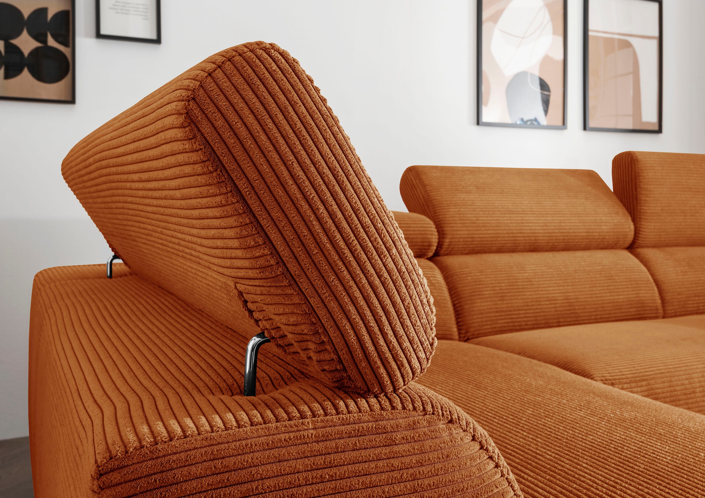alina Ecksofa »Hikari«, wahlweise mit Sitzvorzug, in modernem Cordstoff, Breite 276 cm