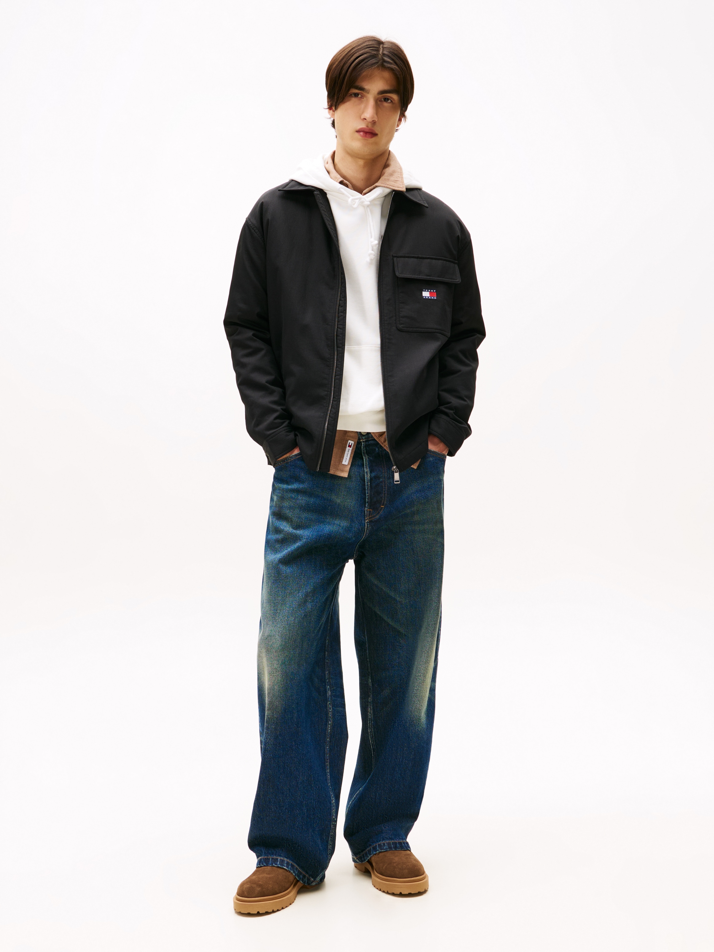 Tommy Jeans Hemdjacke »TJM PADDED TECH CORD« ohne Kapuze Overshirt, lockere Form, wattiert