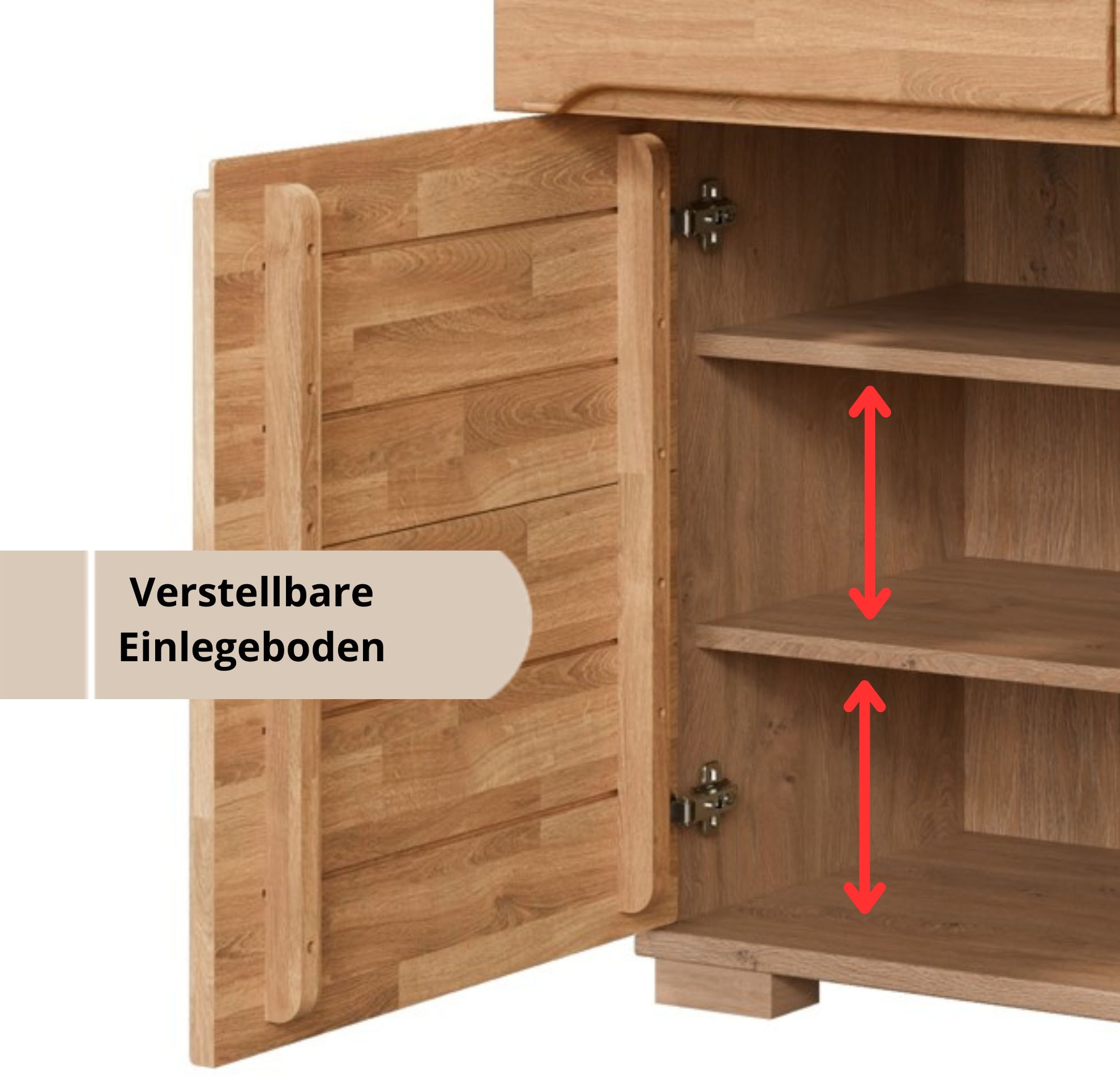 Home affaire Sideboard »VETRO in zwei Farben Erhältlich, teilmassiv, 2 Schubladen, 3 Fächer« B/T/H: 100/40/85cm Fronten: Massivholz, Korpus: Melamin, Griffmulden