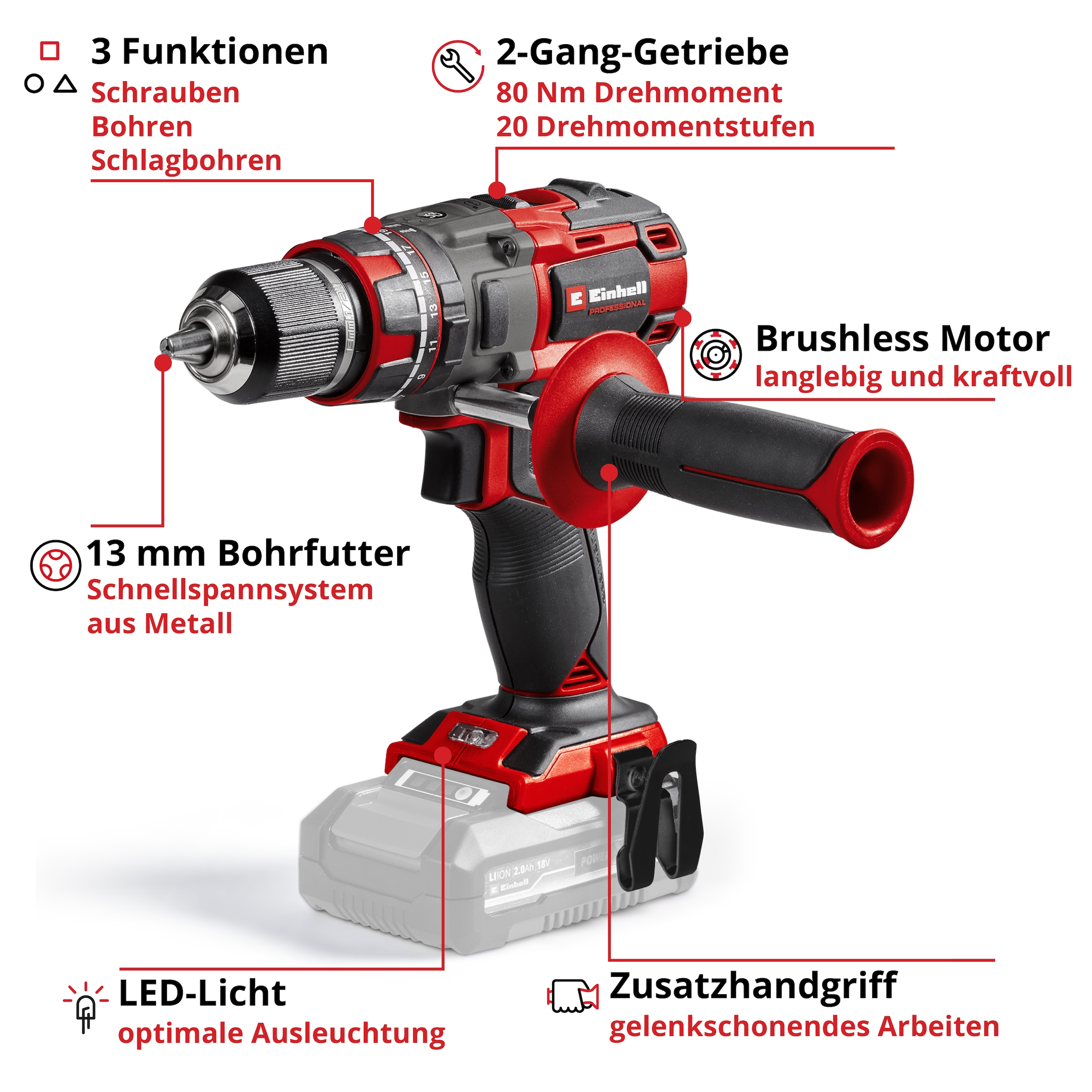 Einhell Akku-Schlagbohrschrauber »TP-CD 18/80 Li-i BL - Solo«