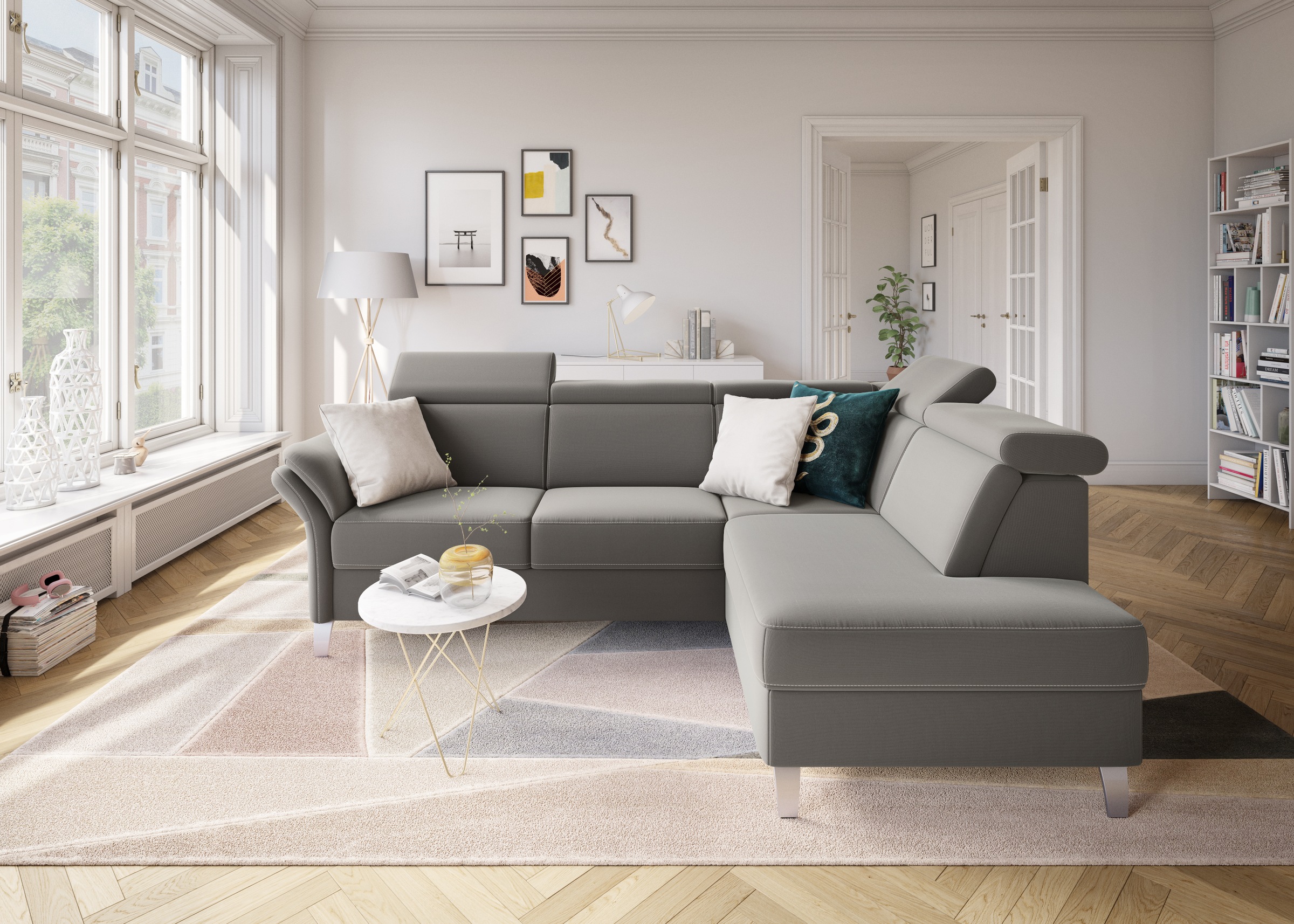 sit&more Ecksofa »Vincenzo L-Form«, inklusive Kopfteilverstellung, wahlweise mit Bettfunktion, Bettkasten