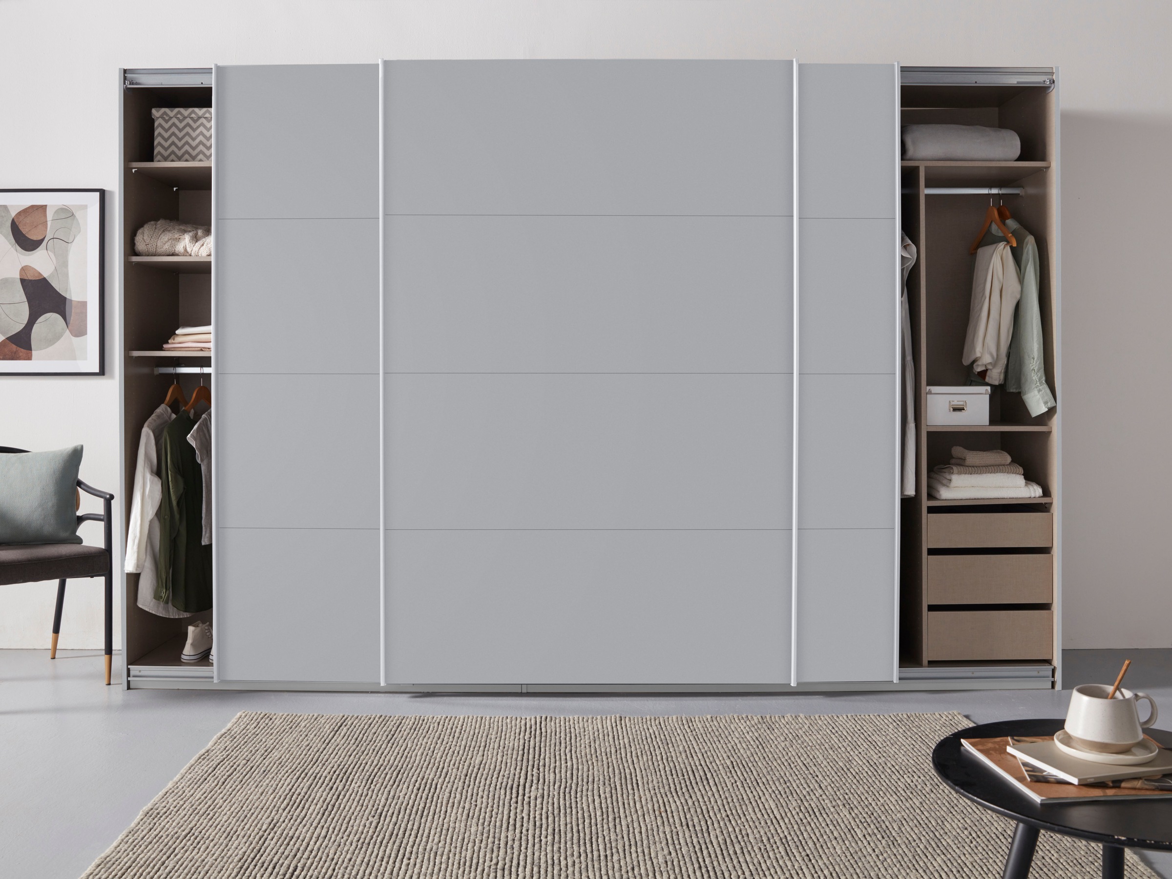 rauch Schwebetürenschrank »Kleiderschrank Schrank Garderobe TOPSELLER OTELI inkl. Inneneinteilung«, mit 3 Innenschubladen sowie zusätzlichen Einlegeböden MADE IN GERMANY