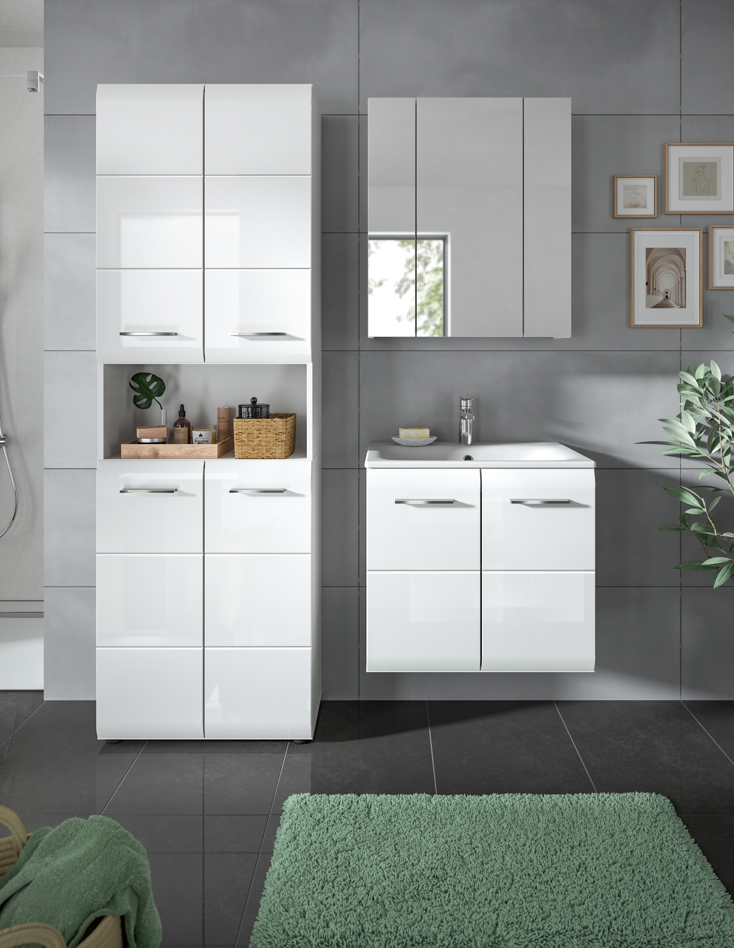 INOSIGN Badezimmer-Set Set, 4 Stk. tlg. Florenz, Badkombination 4-tlg.,Weiß günstig online kaufen