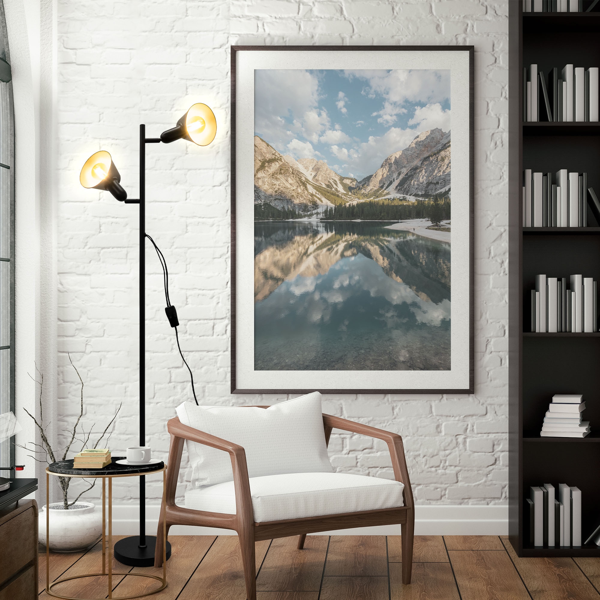 B.K.Licht Stehlampe »Design-Stehlampe, inkl. Doppel-Kippschalter«, 2 flammig, Leuchtmittel E27 | ohne Leuchtmittel, Schwarz, Metall, 2x E27-Fassung, H: 142,5cm