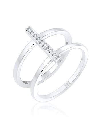 Fingerring »Doppelring Geo Kristalle 925er Silber«