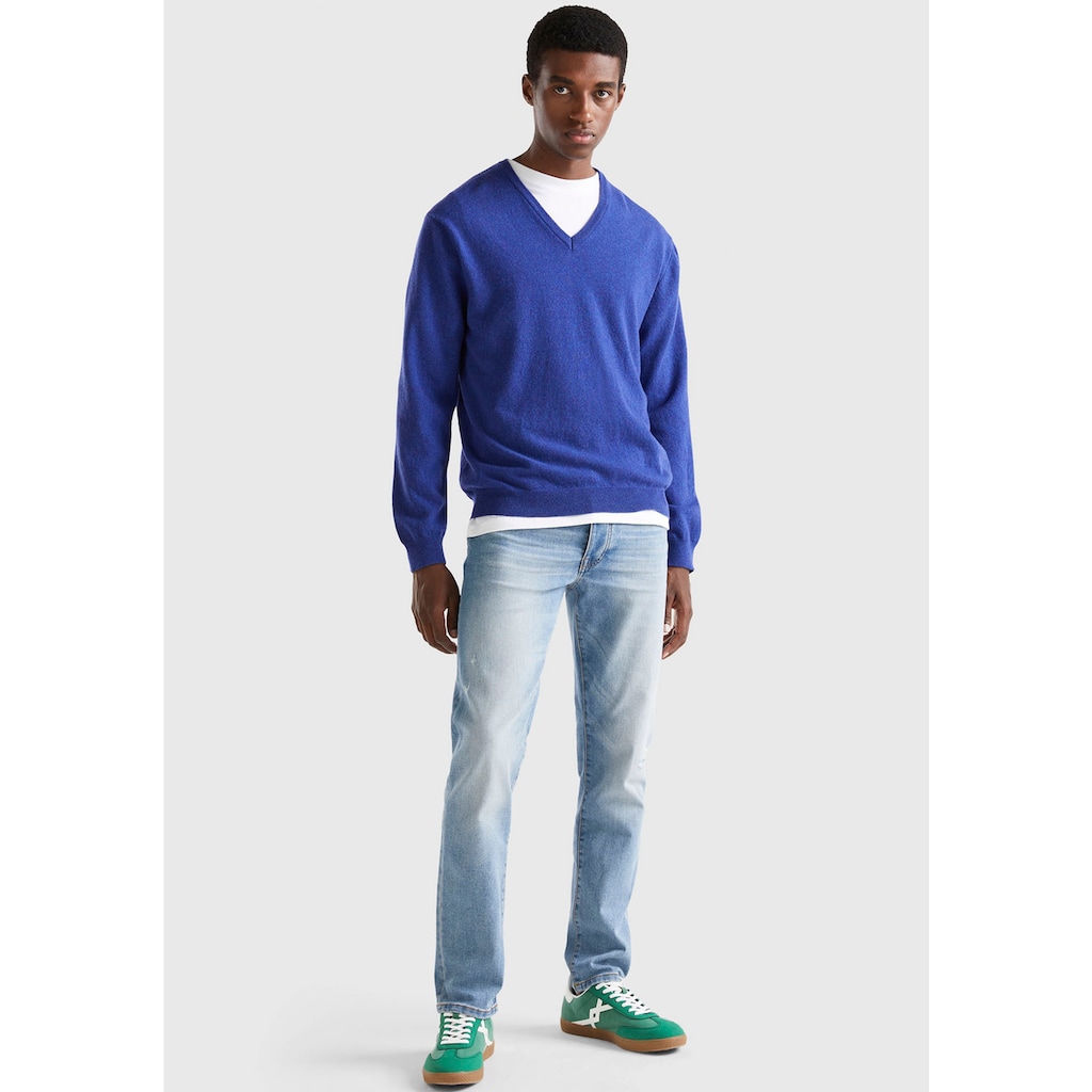 United Colors of Benetton V-Ausschnitt-Pullover, im cleanen Look