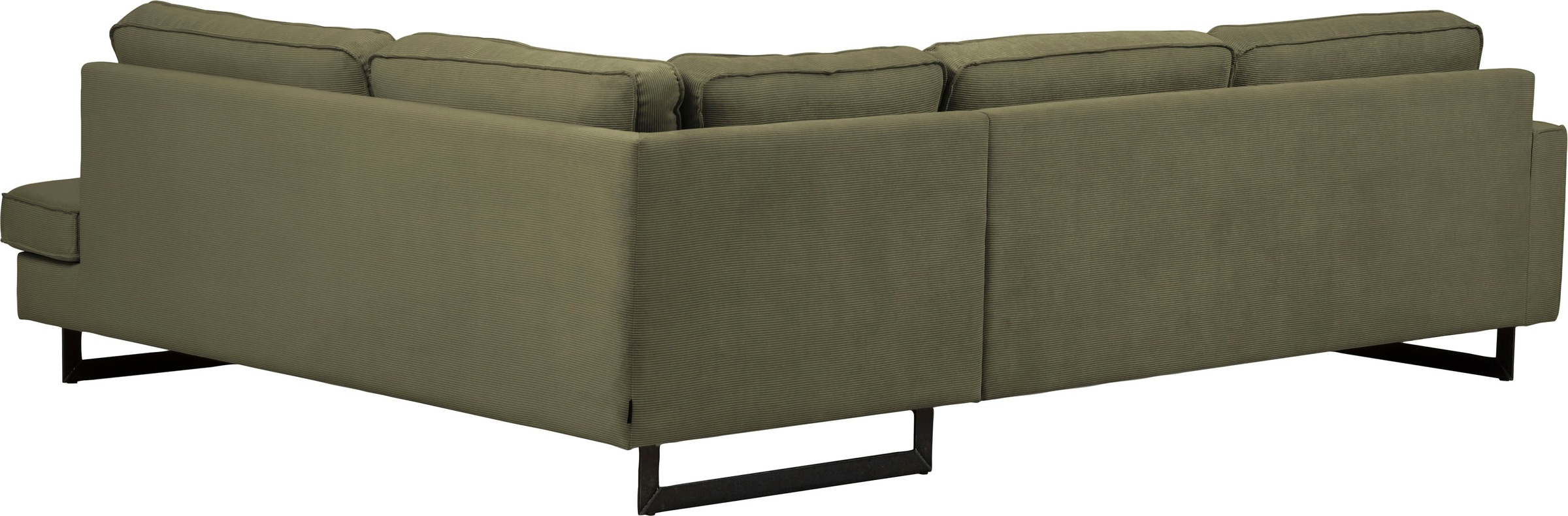 Places of Style Ecksofa »Pinto, 290 cm, Cord, Chenille, Lederoptik, Ottomane links / rechts«, mit Keder, schwarze Metallfüße, Wellenunterfederung