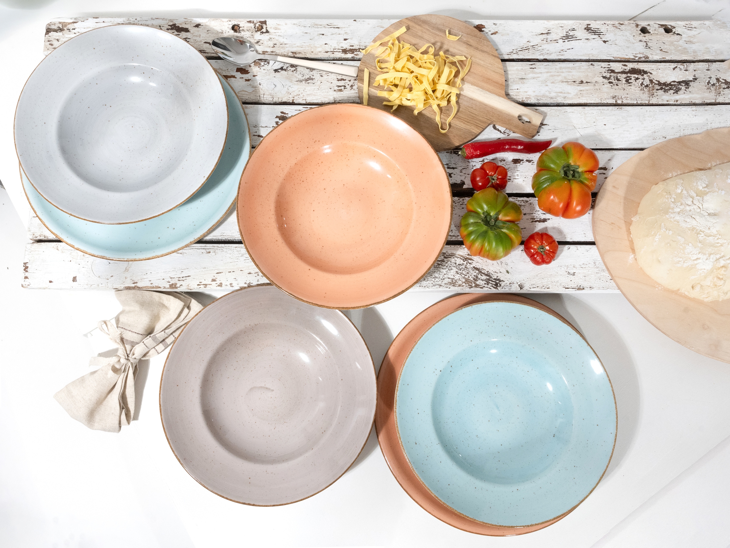 CreaTable Pastateller »Essteller VINTAGE NATURE«, (Set, 4 St.), Teller Set für 4 Personen, Porzellan