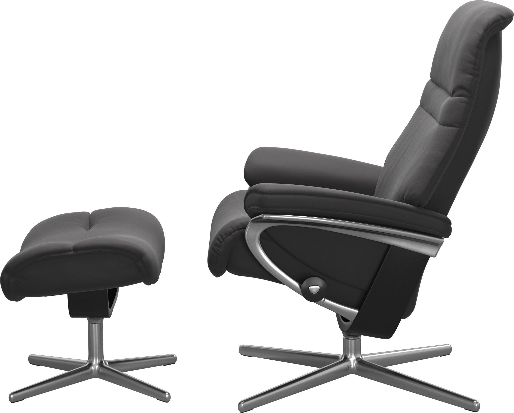 Stressless® Relaxsessel »Sunrise«, (Set, Relaxsessel mit Hocker), mit Hocker, mit Cross Base, Größe S, M & L, Holzakzent Schwarz
