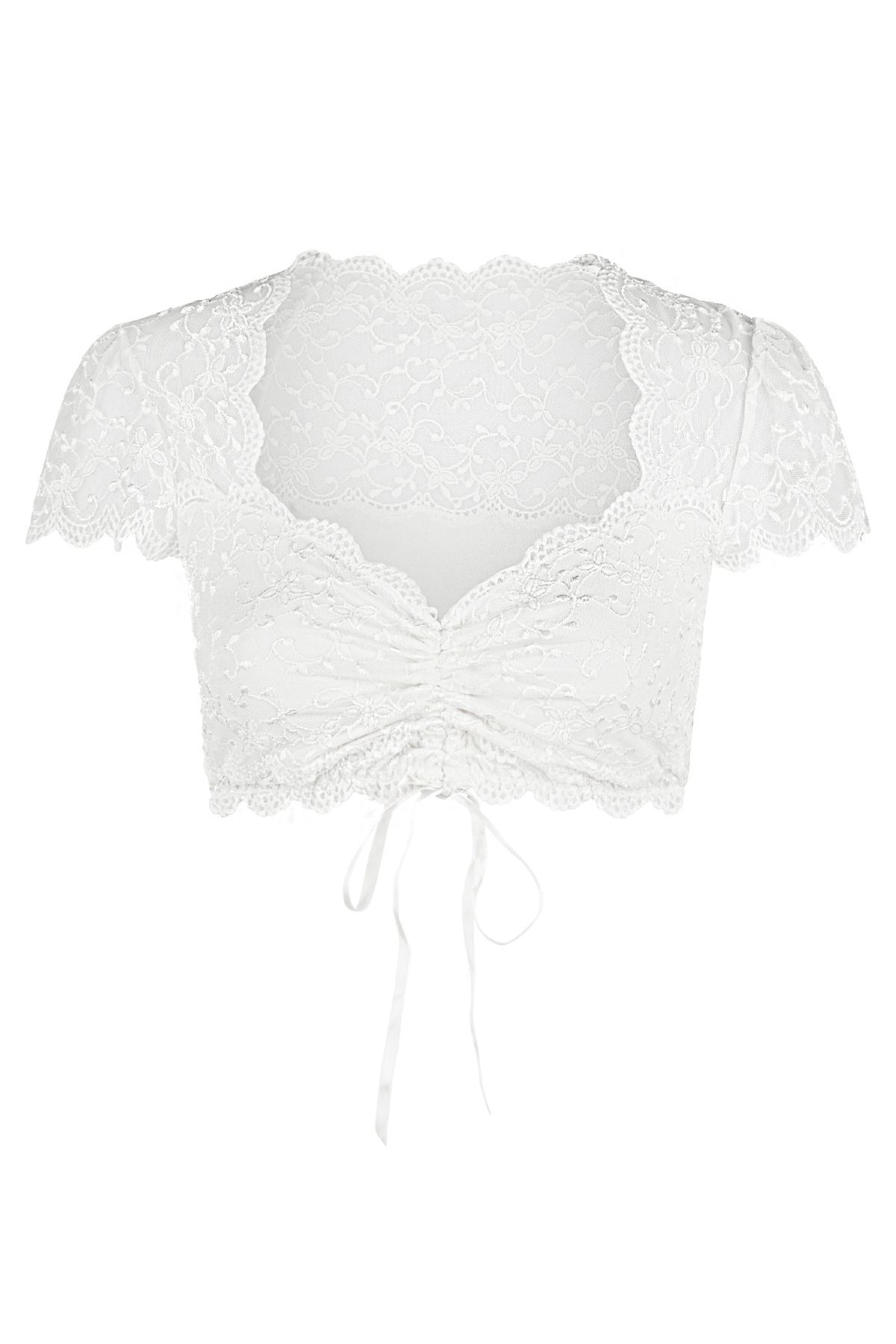 Nina Von C. Dirndlbluse mit herzförmigem Ausschnitt, Spitze, bauchfrei, Kurzarm