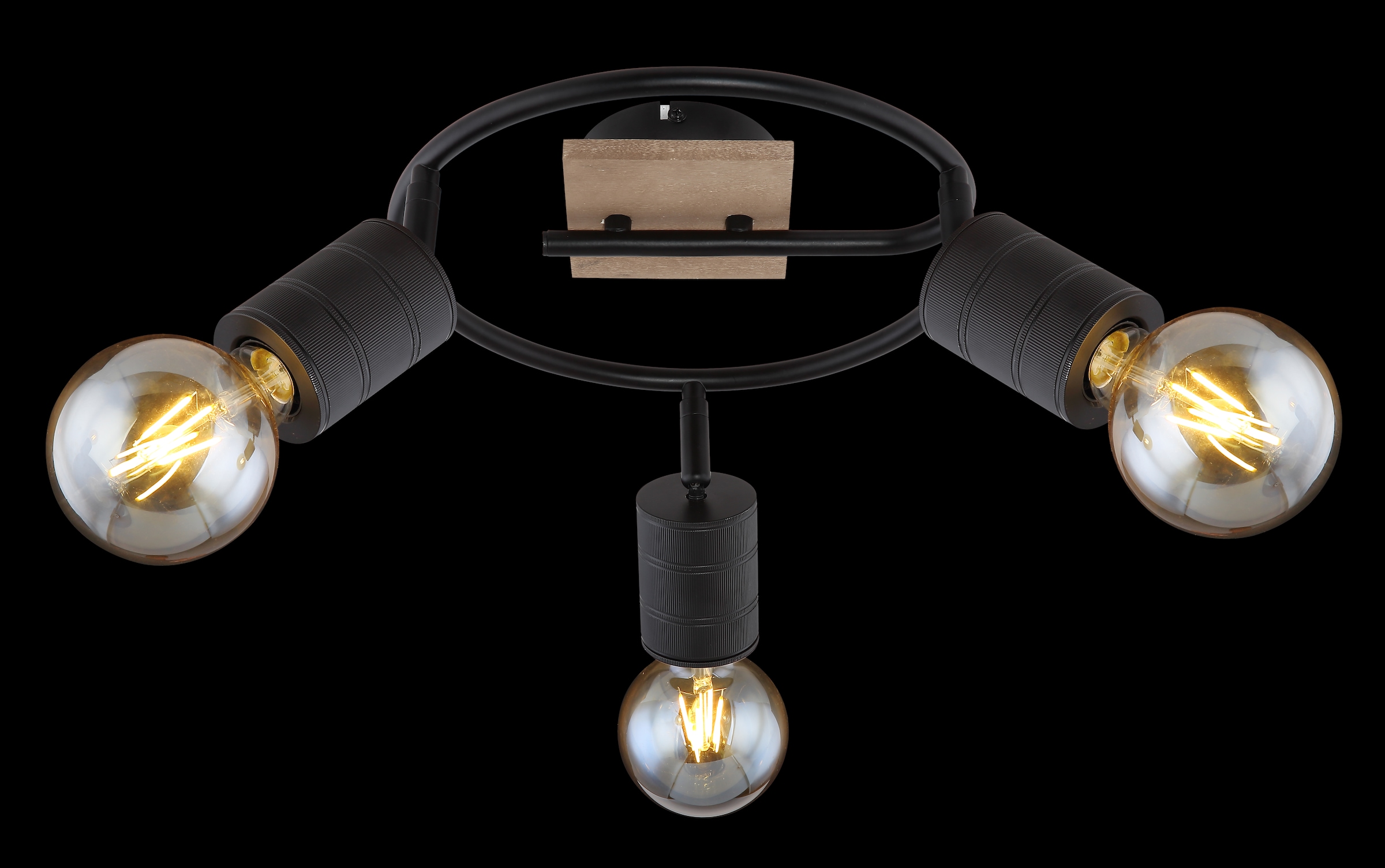 GLOBO LIGHTING Deckenstrahler »JOSELLA«, Leuchtmittel E27 | ohne Leuchtmittel, Deckenspot/Holz/schwarz/ø: 290mm/Flur/Wohnzimmer