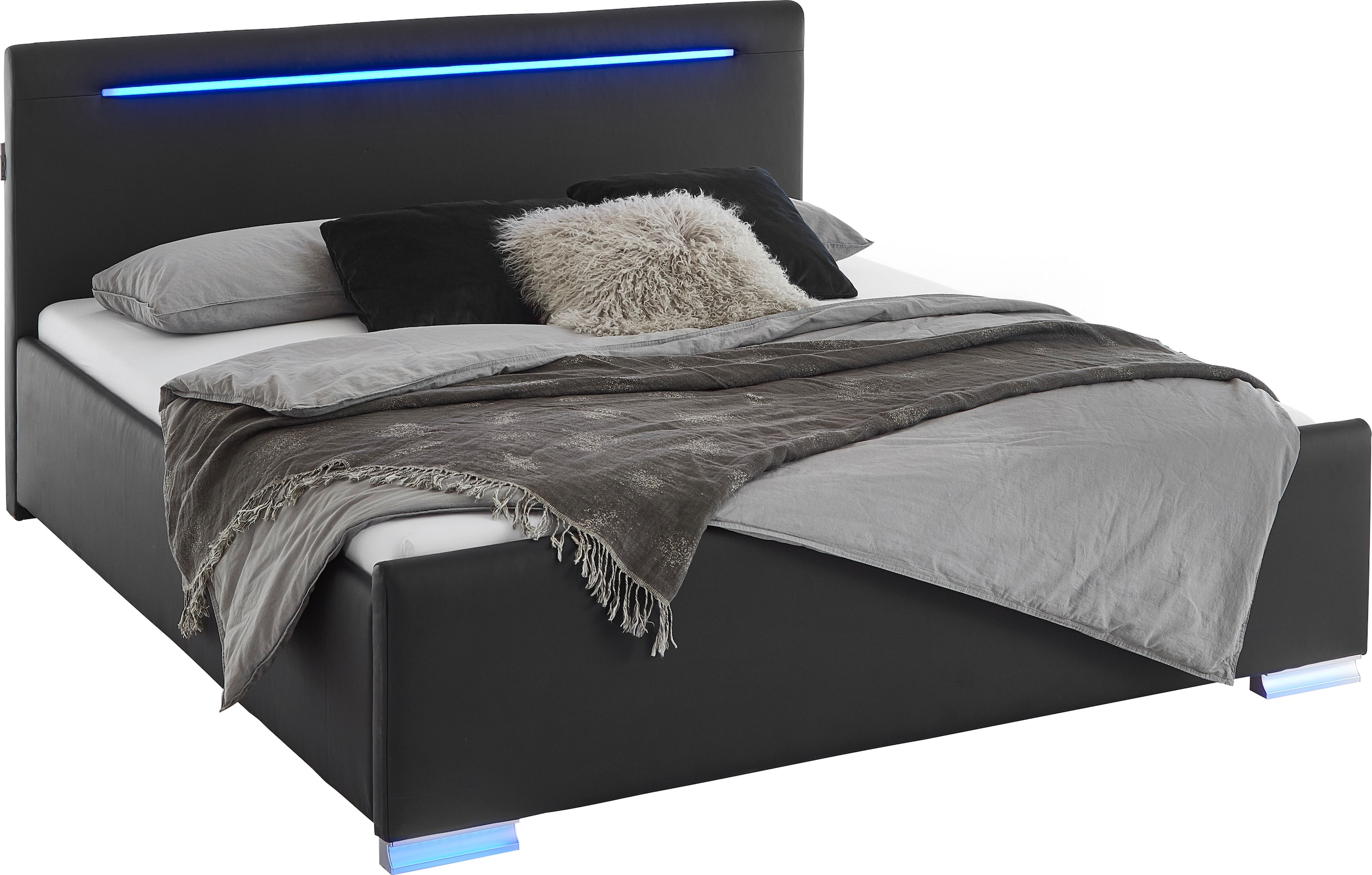 meise.möbel Polsterbett »Las Vegas III mit LED-Beleuchtung und USB-Anschluss«, erhältlich in den Breiten 140 & 180cm