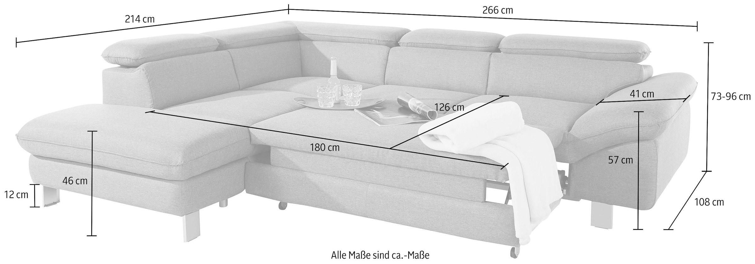 COTTA Ecksofa »Driver L-Form«, mit Kopfteilverstellung, wahlweise mit Bettfunktion & Bettkasten