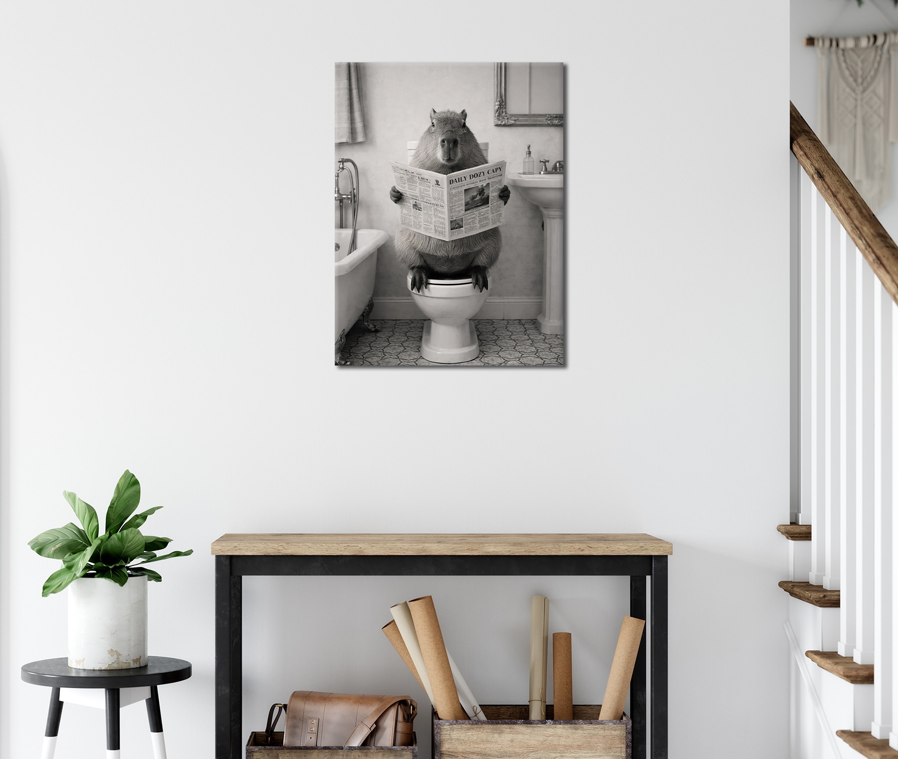 Bönninghoff Bild »COPYBARA AUF WC 46x61 cm – Leinwandbild Keilrahmen Deko modern«
