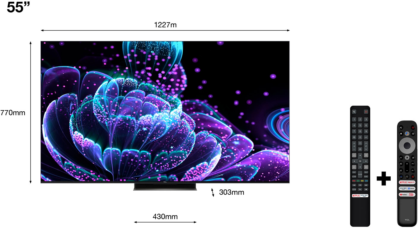 TCL QLED Mini LED-Fernseher »55C831X2«, 4K Ultra HD, Google TV-Smart-TV, 1500nits, HDR Extreme, Dolby Atmos, HDMI 2.1, ONKYO-Sound