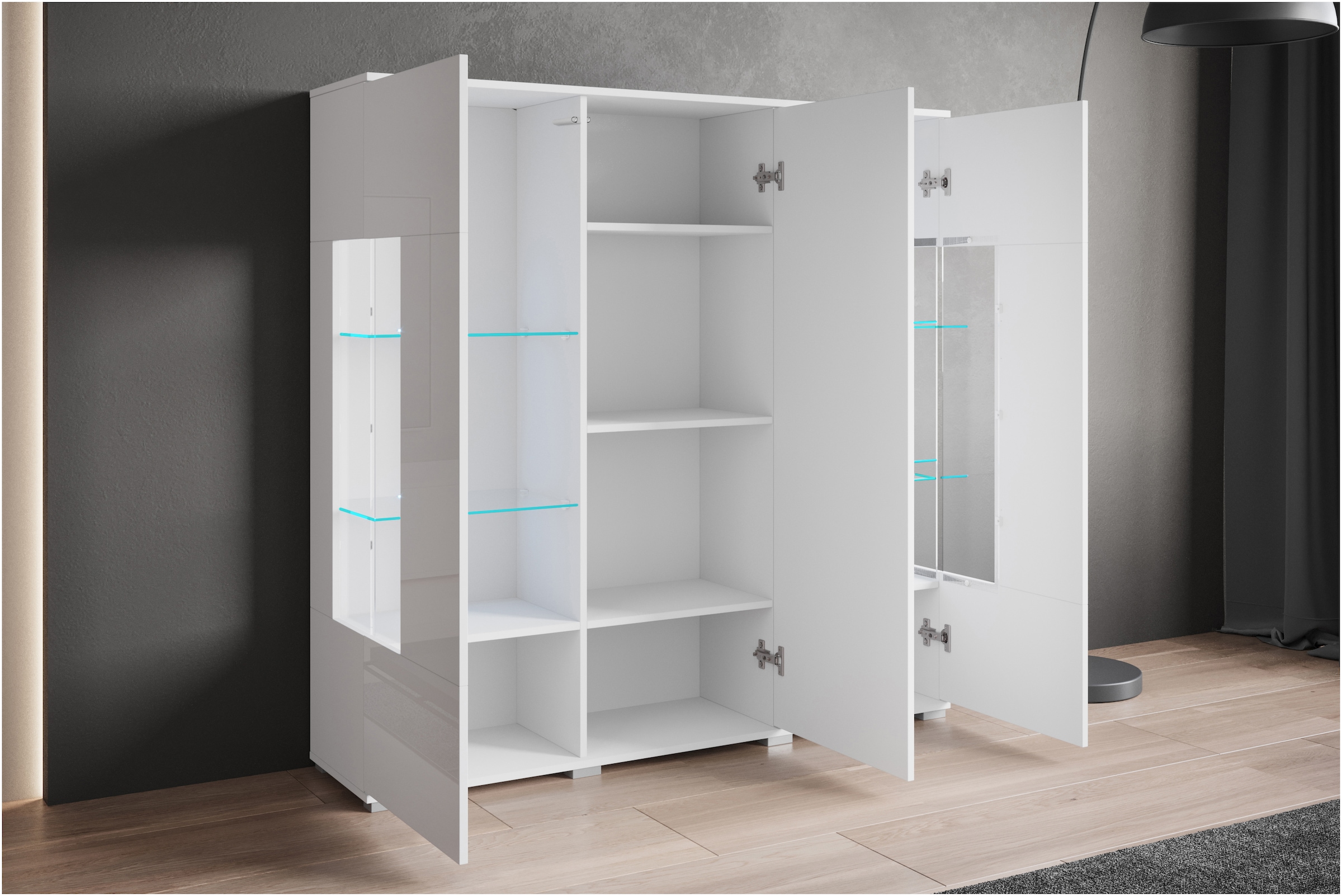 INOSIGN Highboard »Kenia«, Modernes Highboard, mit Glastüren, Breite 135 cm