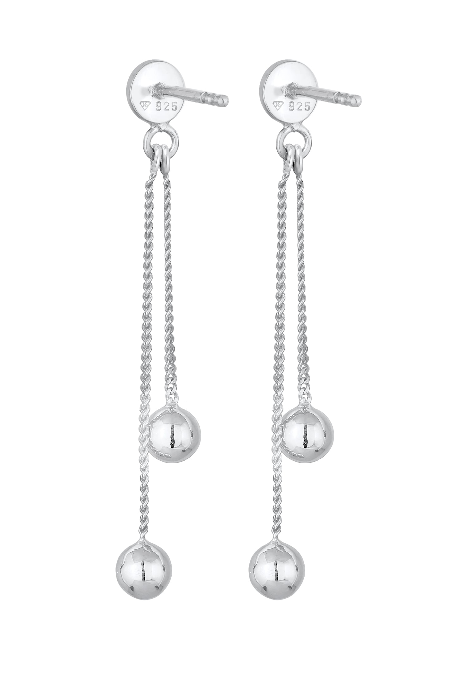 Elli Paar Ohrhänger »Stecker Plättchen Kugel Kette Geo Style 925 Silber«