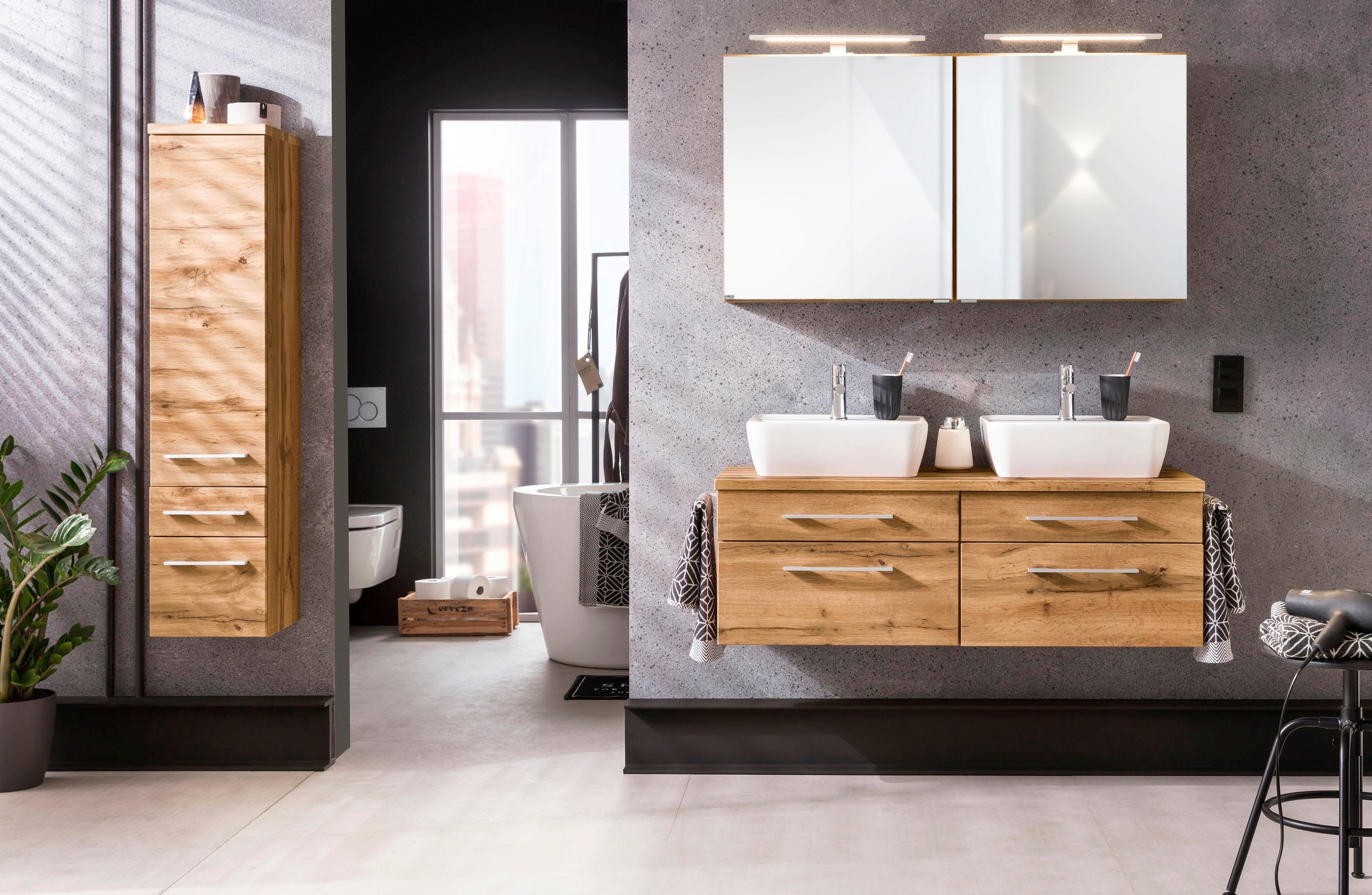 welltime Waschbeckenunterschrank »Davos«, Badmöbel, Waschtisch inkl. Waschbecken, Breite 120 cm