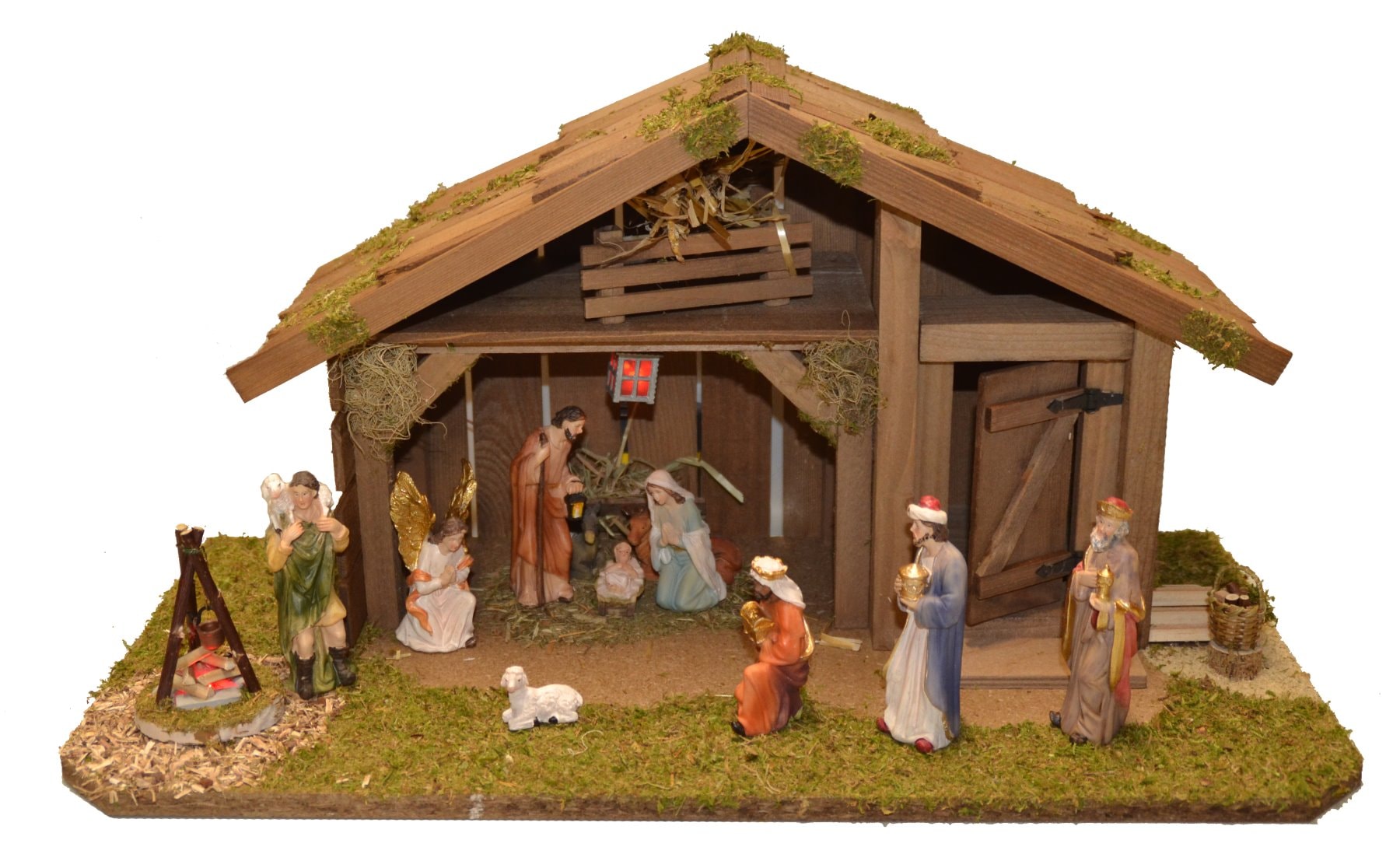 Alfred Kolbe Krippe »Krippenstall ohne Trafo« mit Laterne, Lagerfeuer,Korb, günstig online kaufen