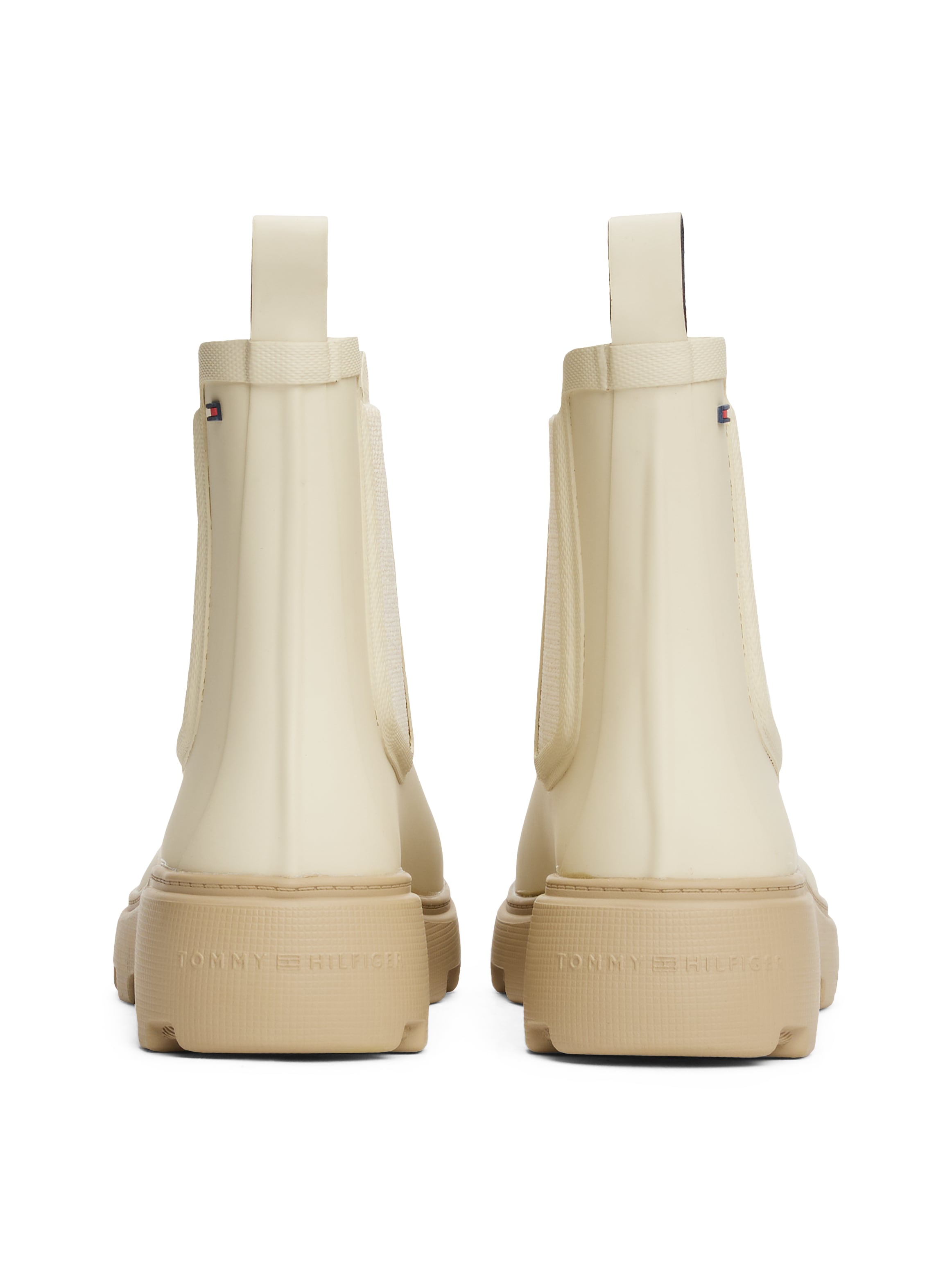 Tommy Hilfiger Chelseaboots »RUBBER FLAG CLEATED RAINBOOT«, Blockabsatz, Schlupfboots, Gummistiefel, beidseitiger Stretcheinsatz